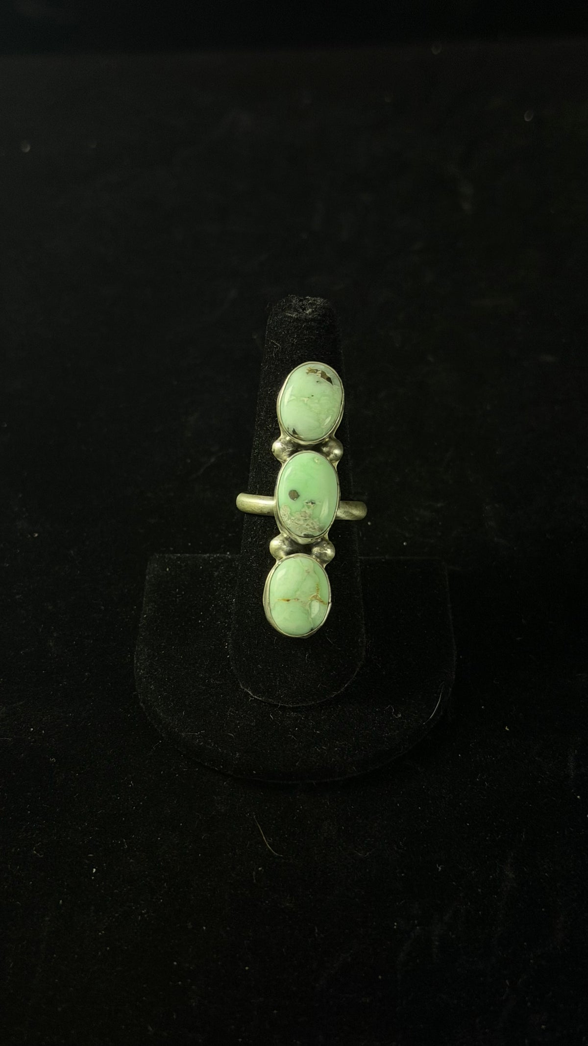 Navajo Made Paloma Variscite & Sterling Silver Ring Size 8