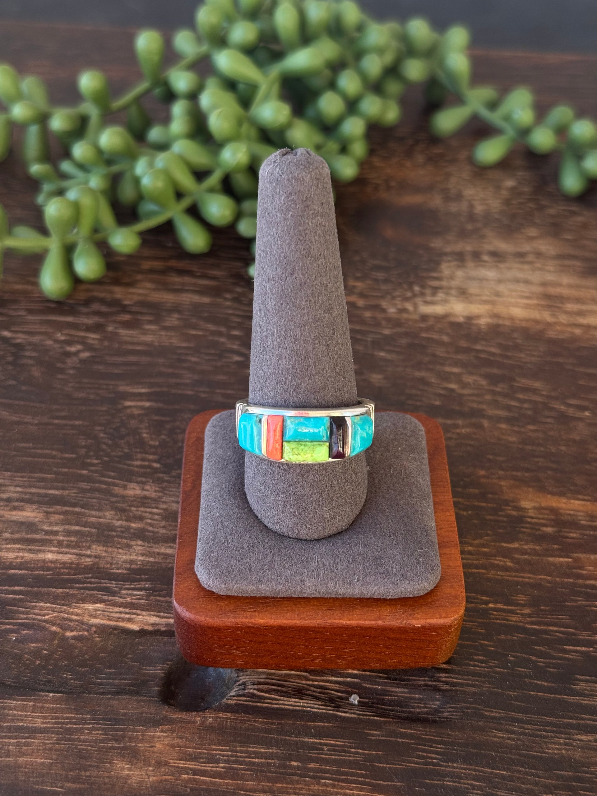 Rick Tolino Multi Stone & Sterling Silver Cobblestone Size 10.5 Ring