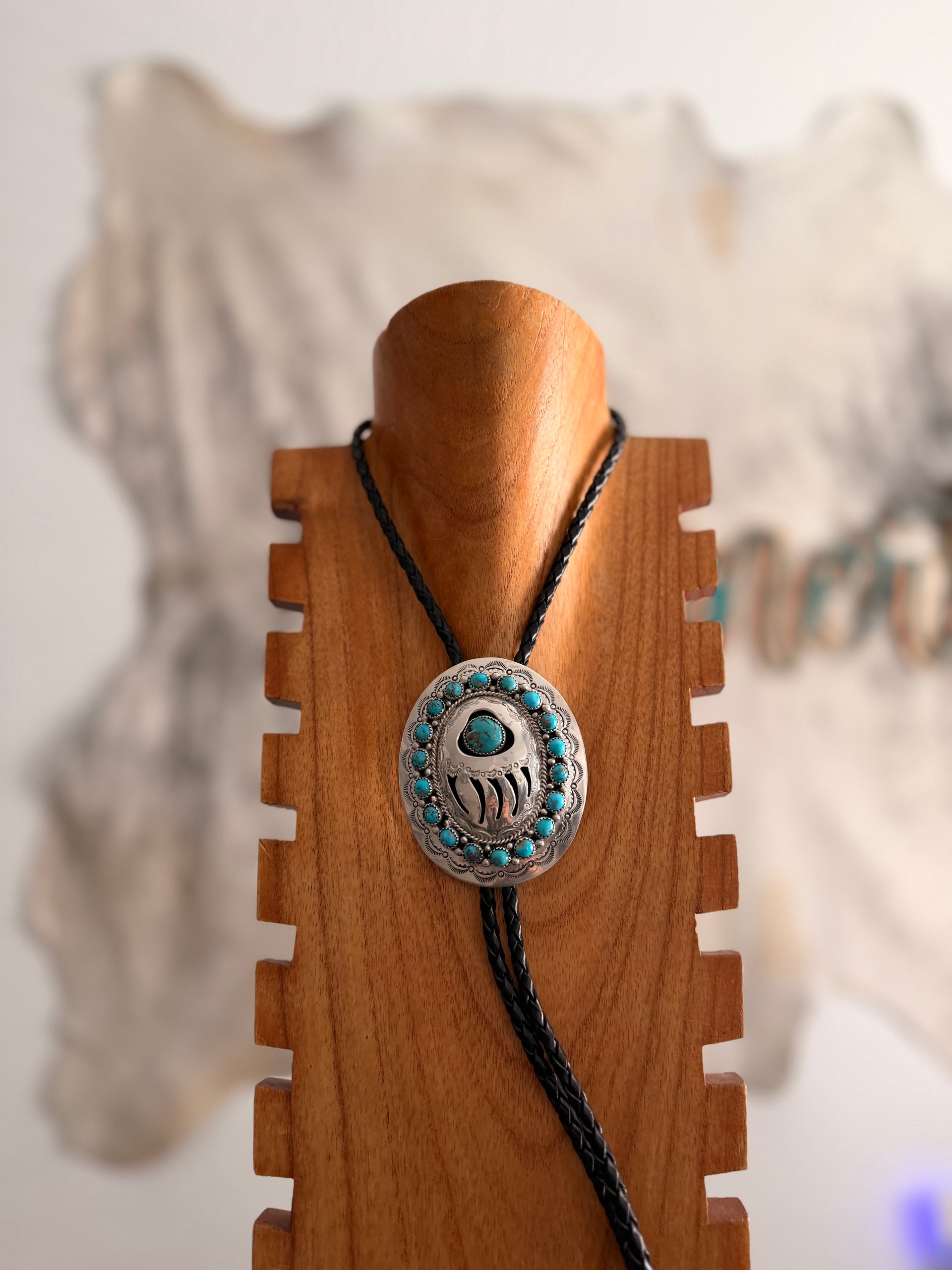 Wilbert Muskett Kingman Turquoise & Sterling Silver Bolo Tie