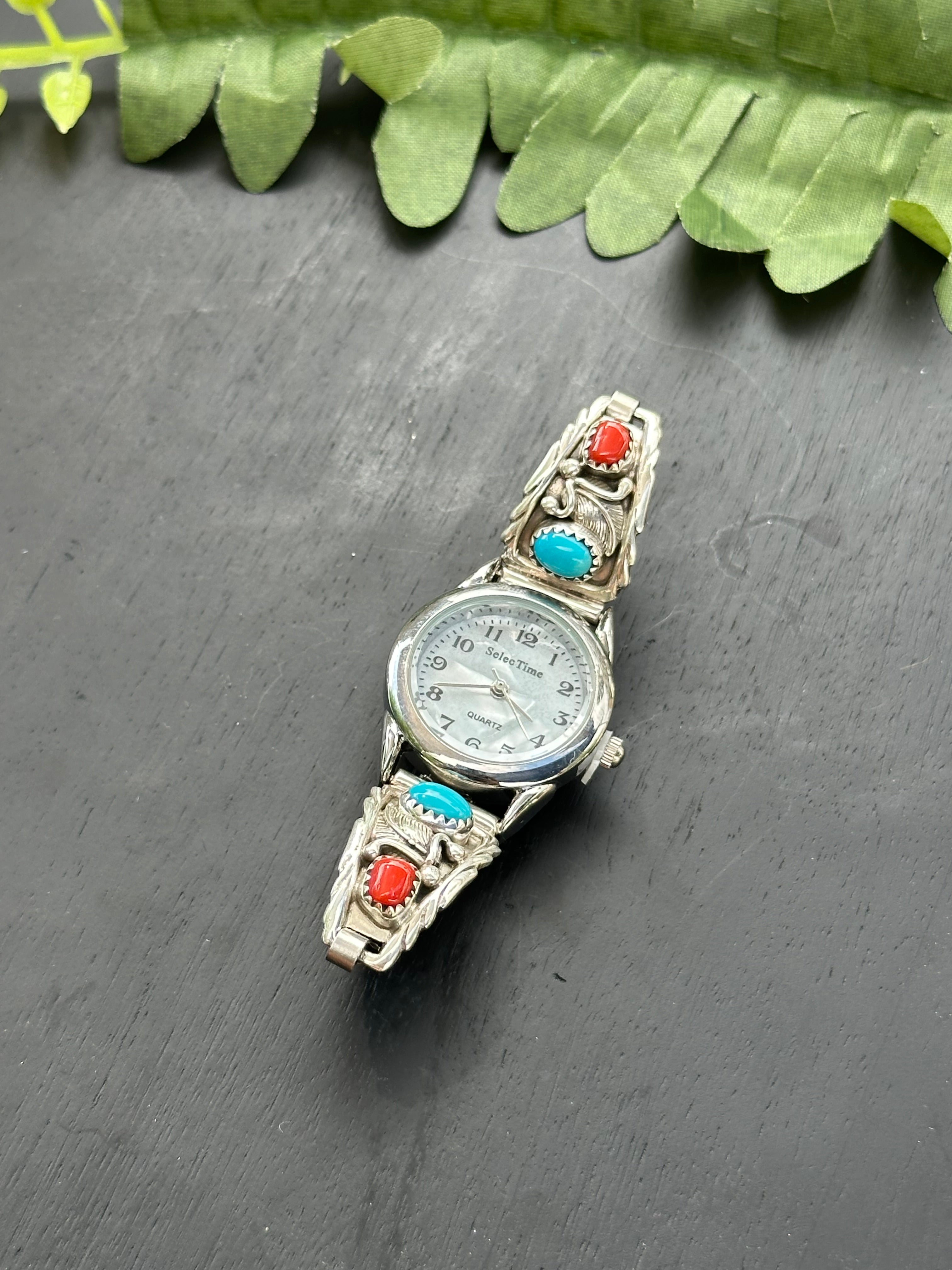 Navajo Multi Stone & Sterling Silver Watch