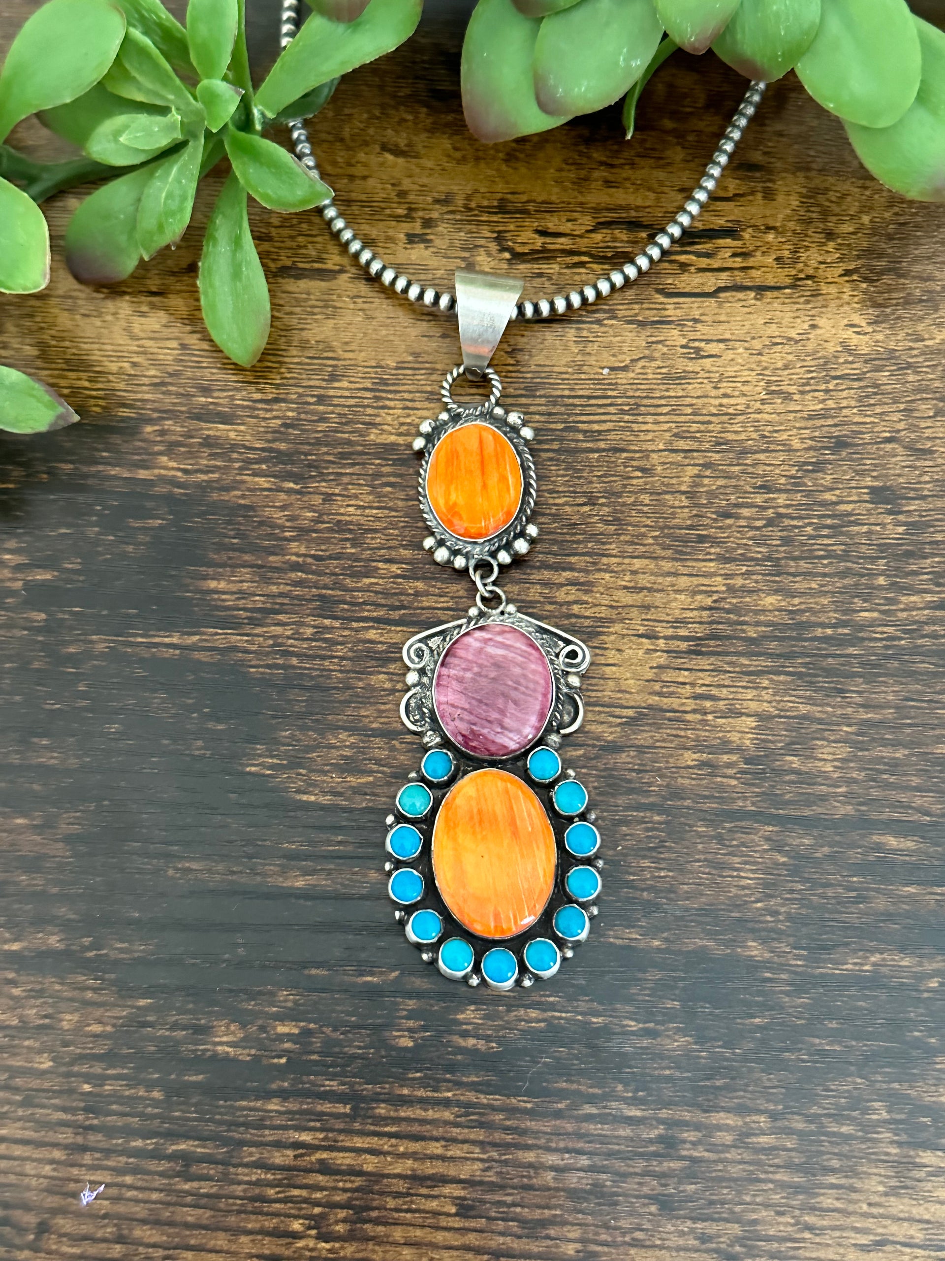 Lee Brown Multi Stone & Sterling Silver Pendant