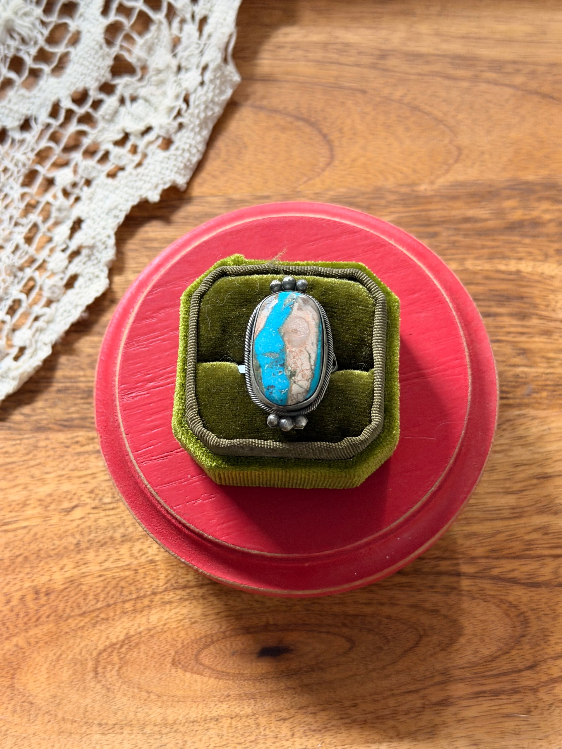 Scott Skeets Boulder Turquoise & Sterling Silver Ring Size 6.25