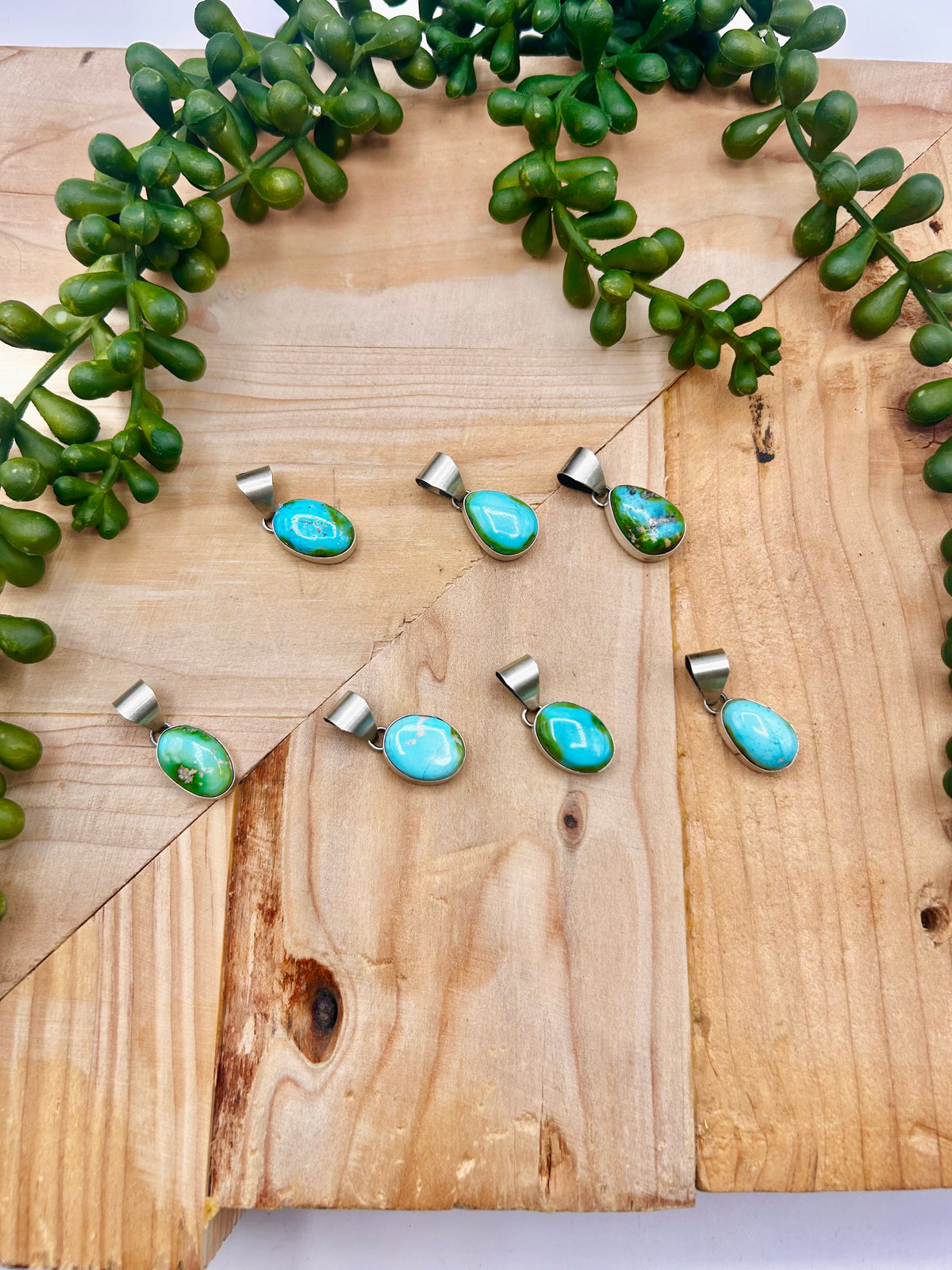 Navajo Made Natural Sonoran Mountain Turquoise & Sterling Silver Pendant