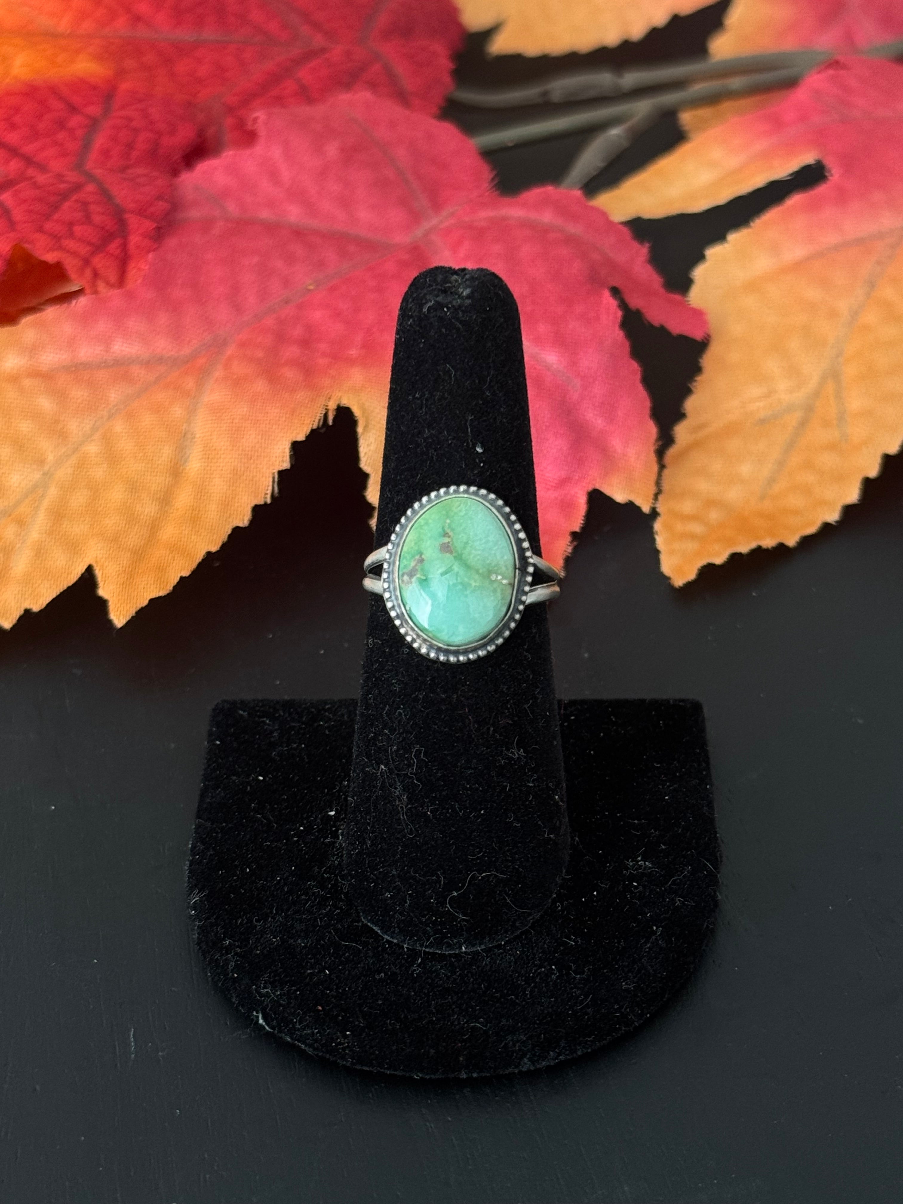 Navajo Made Emerald Valley Turquoise & Sterling Silver Ring