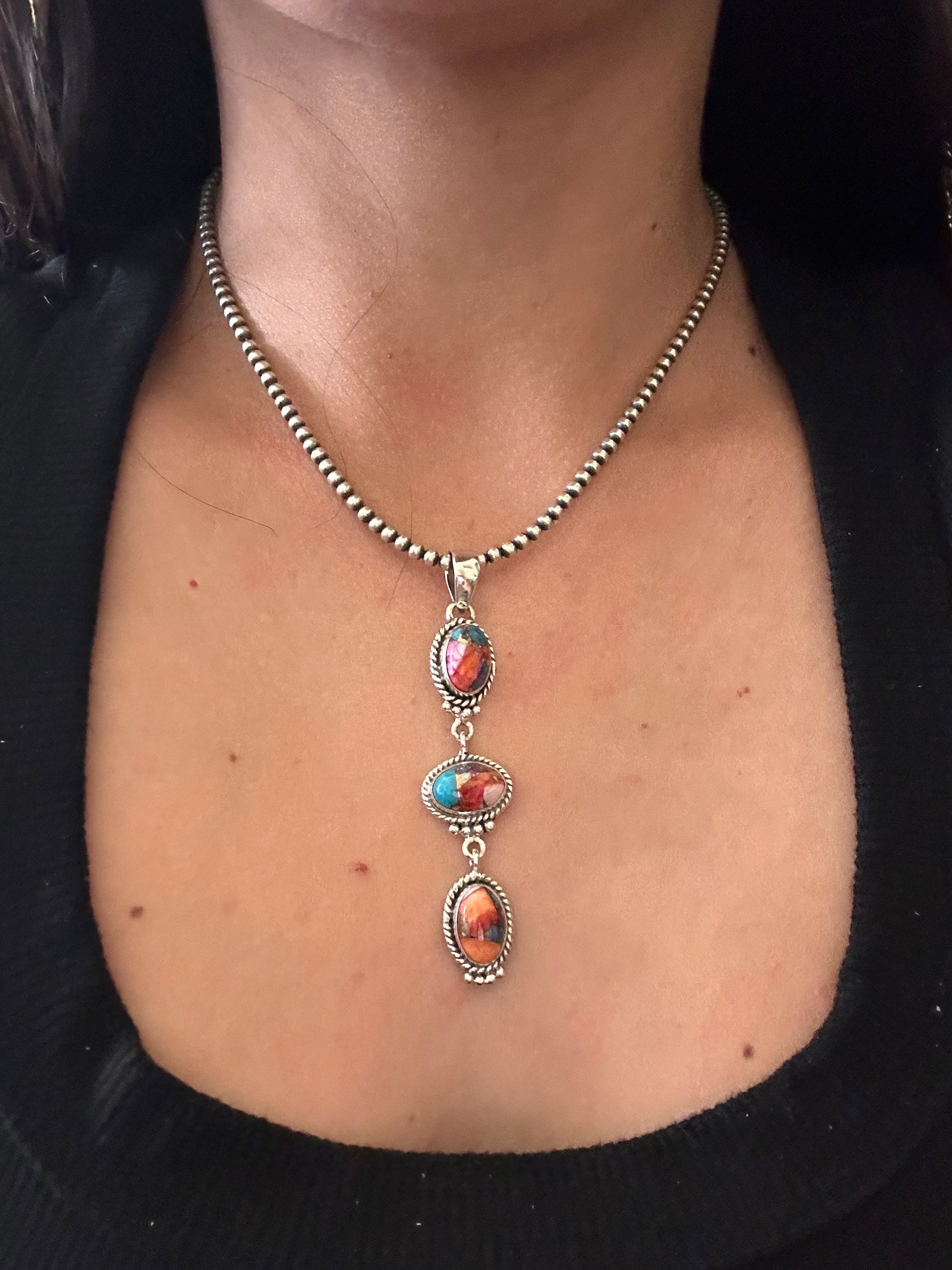Southwest Handmade Mohave Turquoise & Sterling Silver Pendant