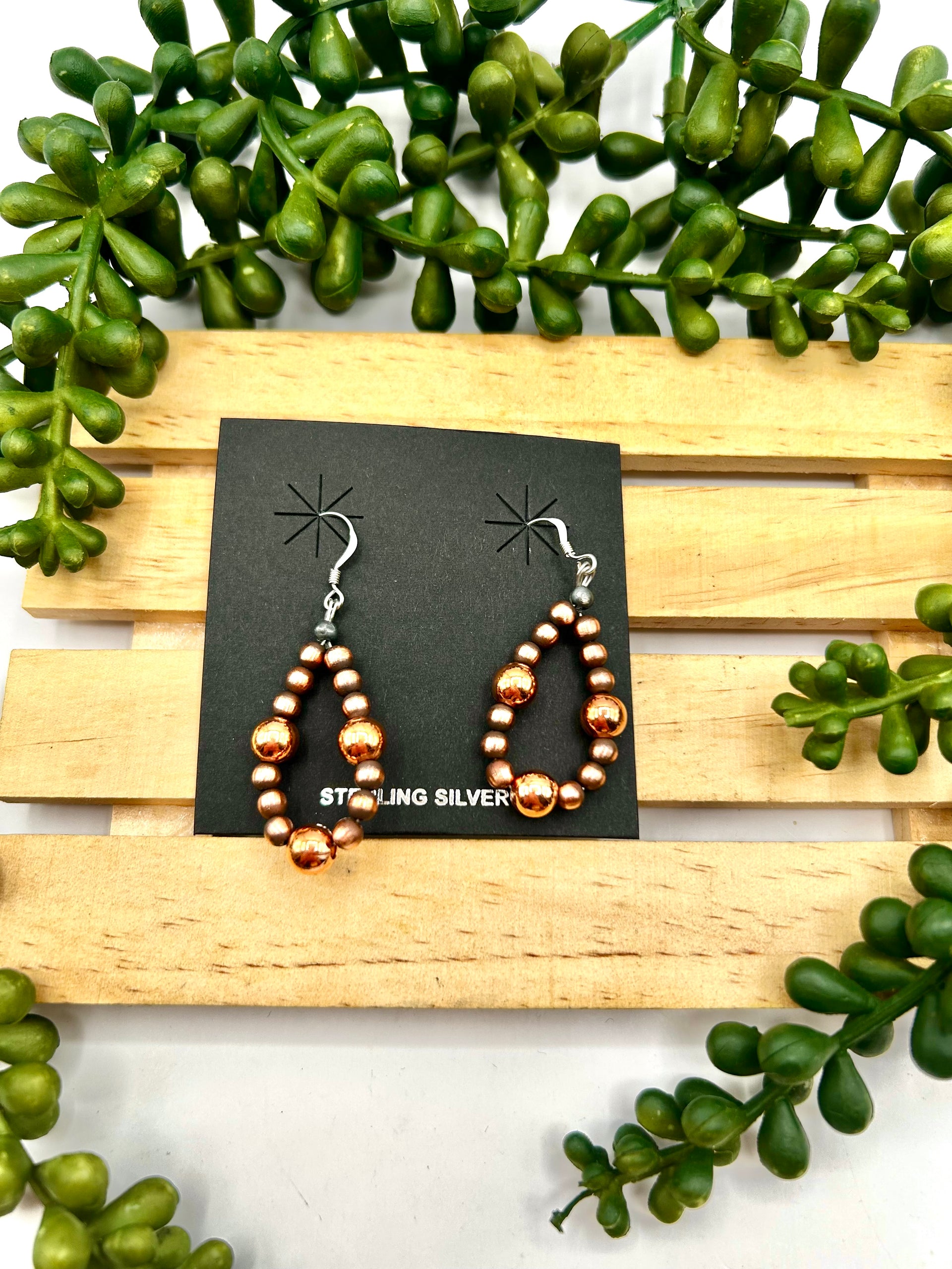 Navajo Made Strung Copper Hook Earrings