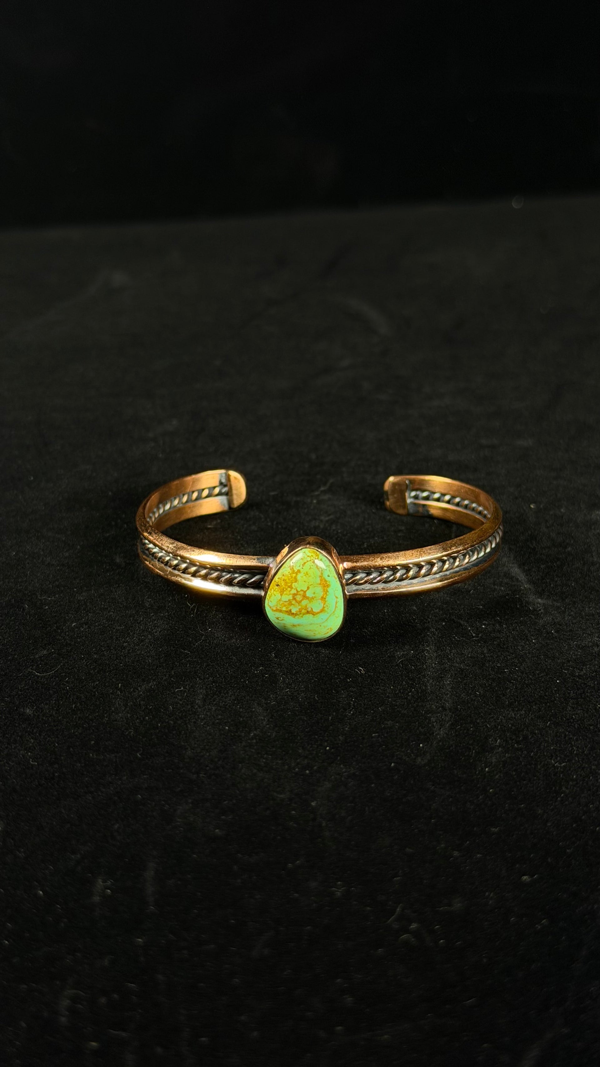 Navajo Made Kingman Turquoise & Copper Cuff Bracelet