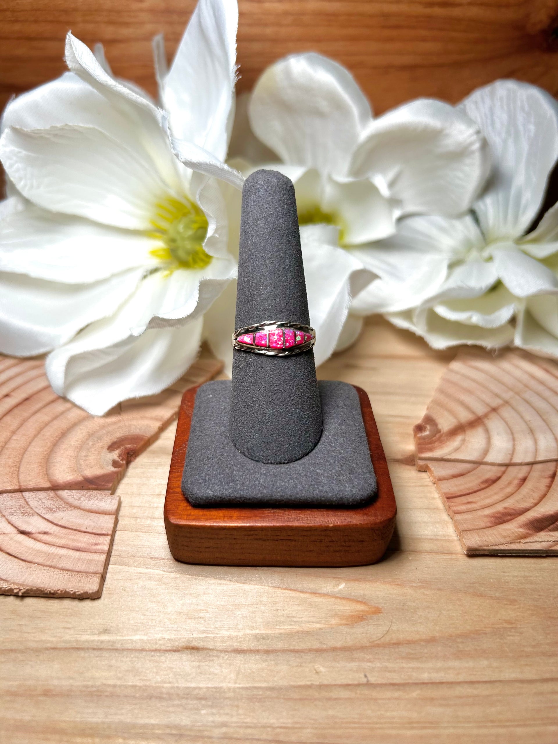 Navajo Made Opal & Sterling Silver Ring Size 8.5