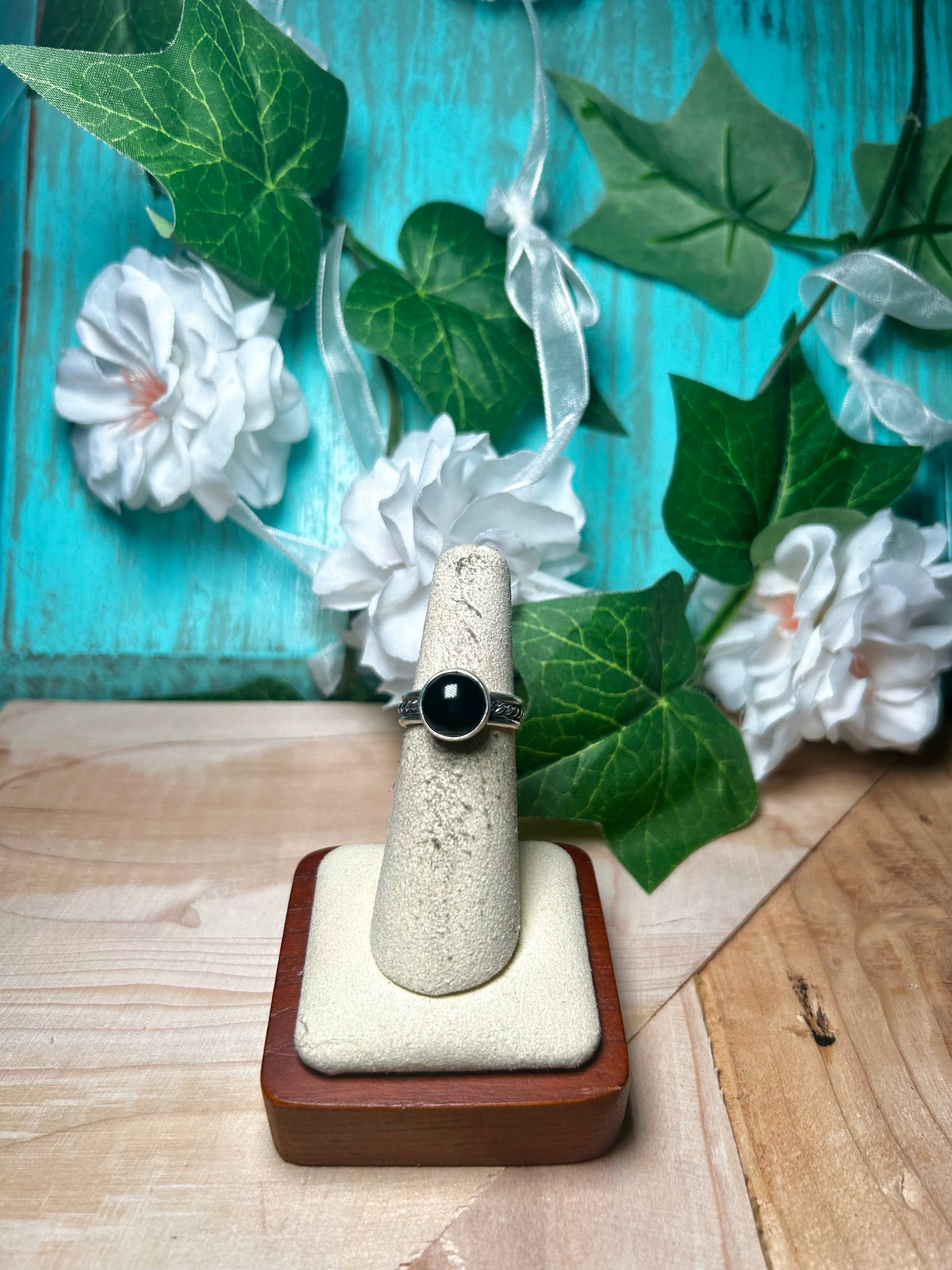 Navajo Made Onyx & Sterling Silver Ring