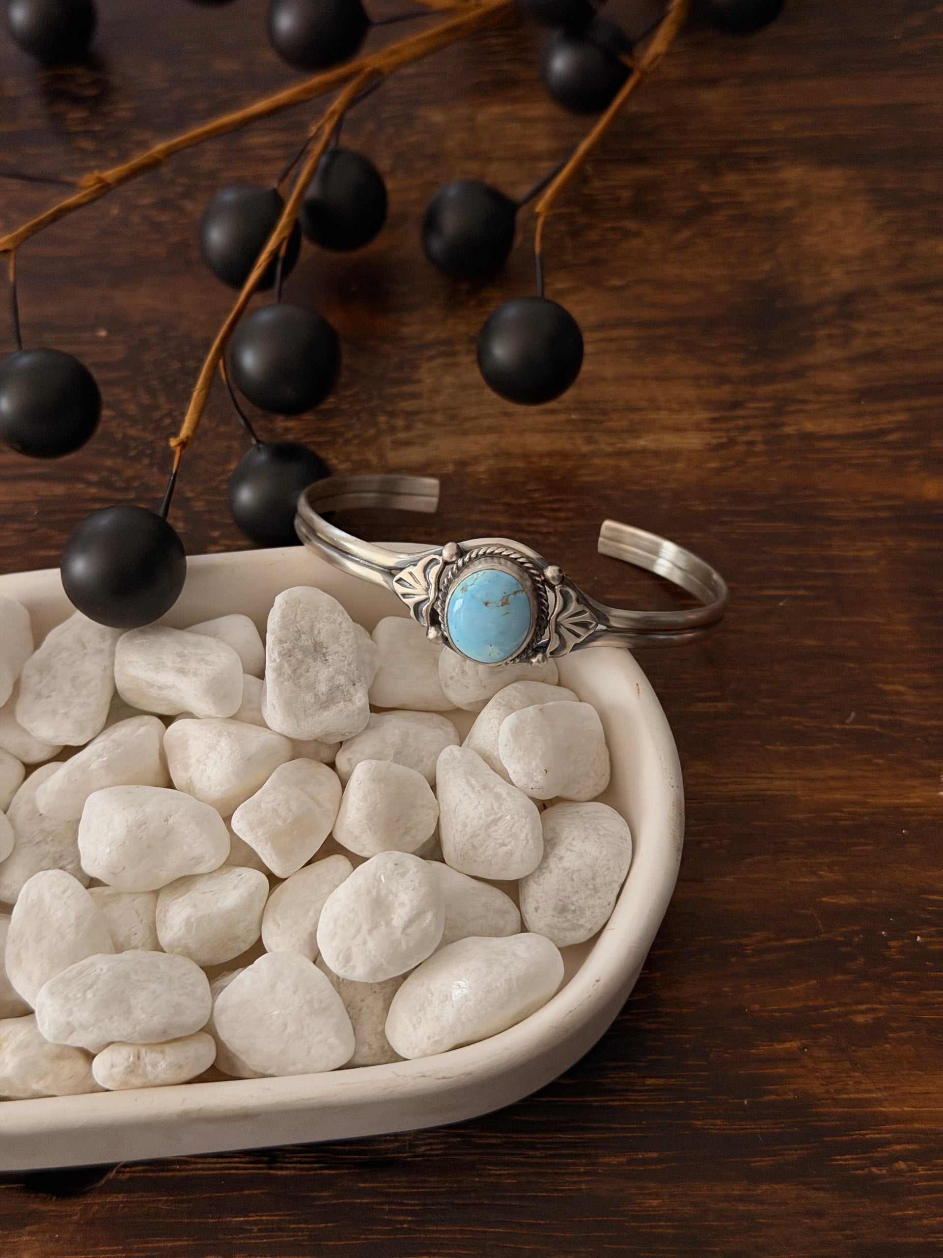 Navajo Made Golden Hill Turquoise & Sterling Silver Cuff Bracelet