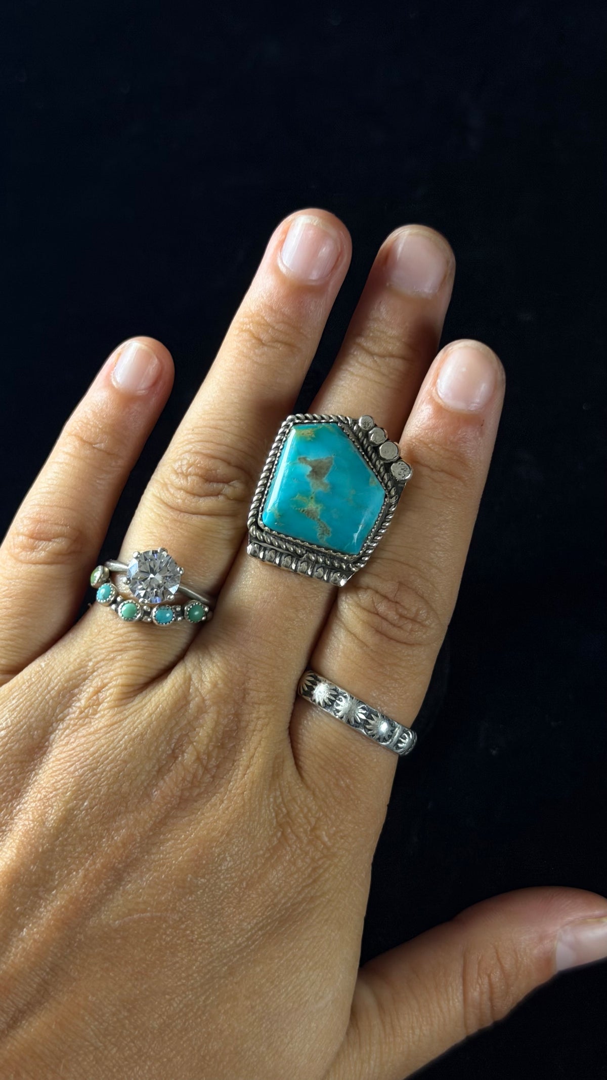 Philbert Nez Kingman Turquoise & Sterling Silver Adjustable Ring