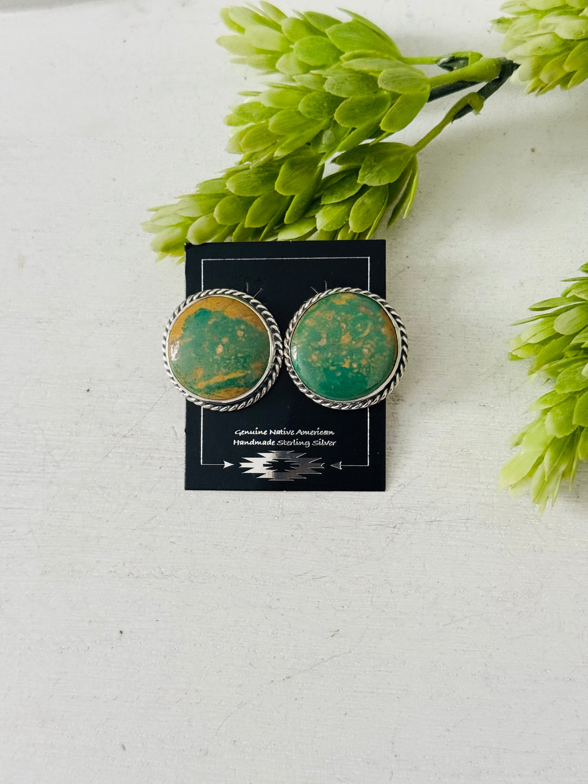 Larry Kaye Kingman Turquoise & Sterling Silver Post Earrings