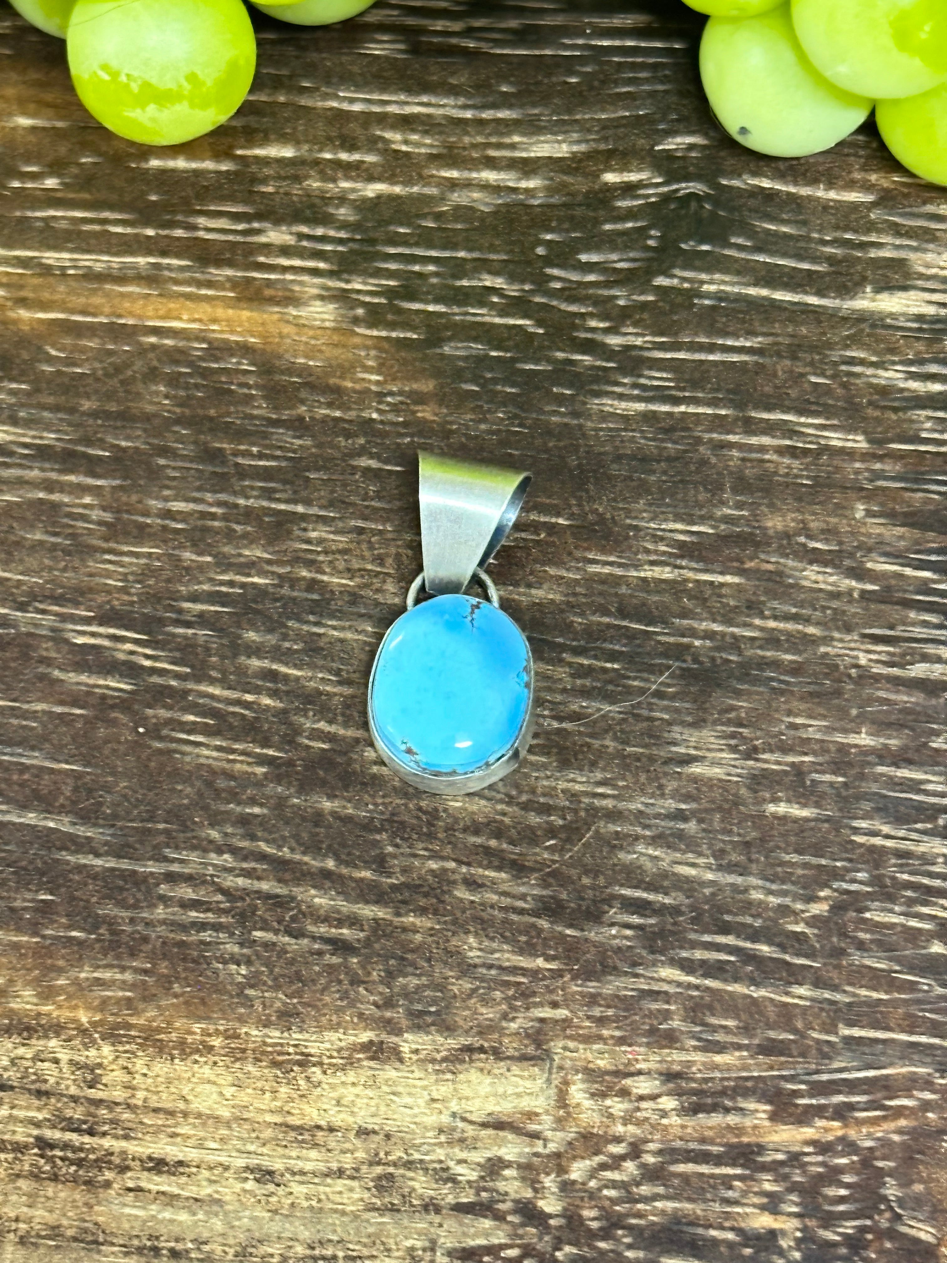 Navajo Made Golden Hills Turquoise & Sterling Silver Pendant