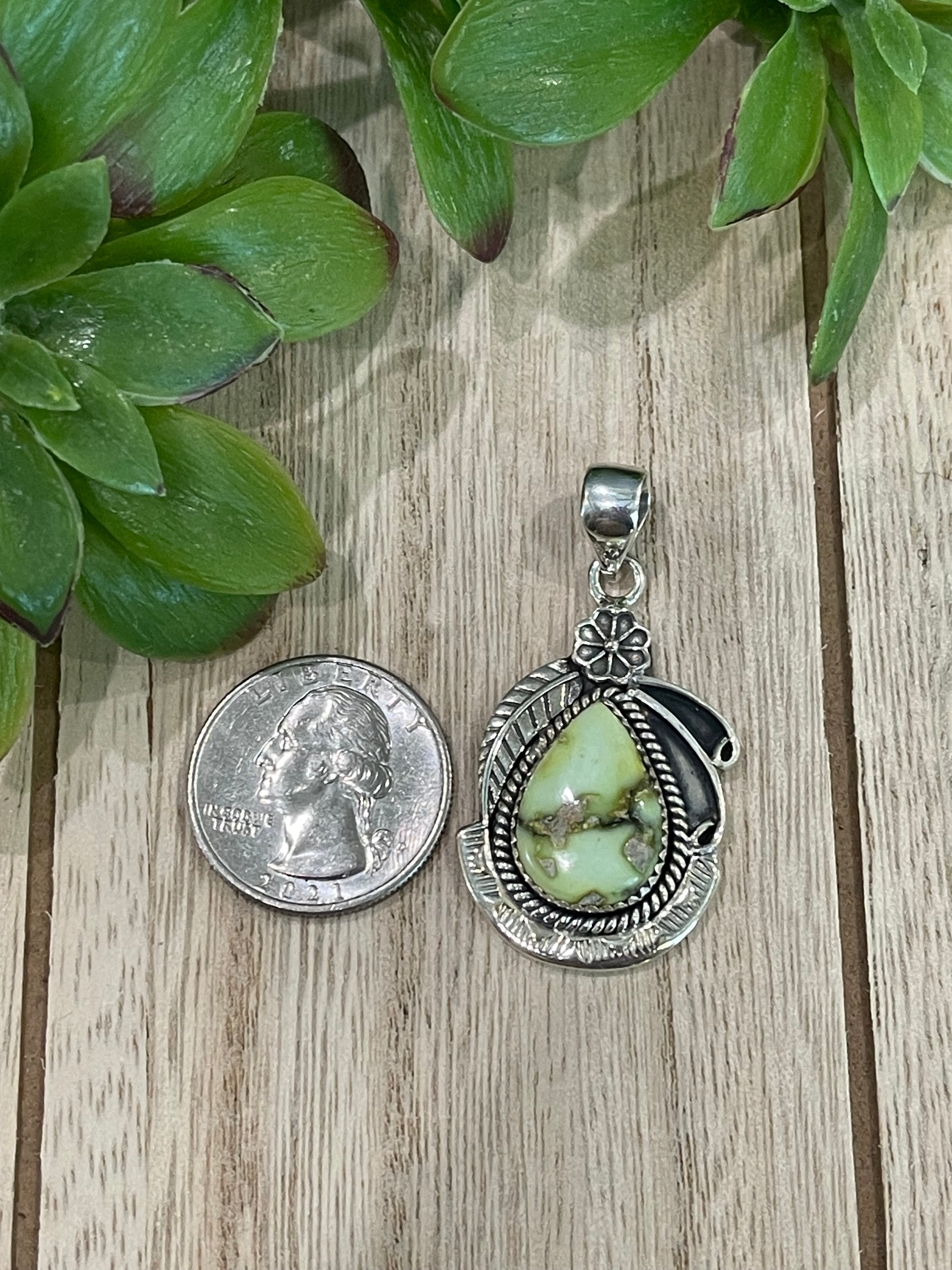 Southwest Palomino Varicsite & Sterling Silver Pendant