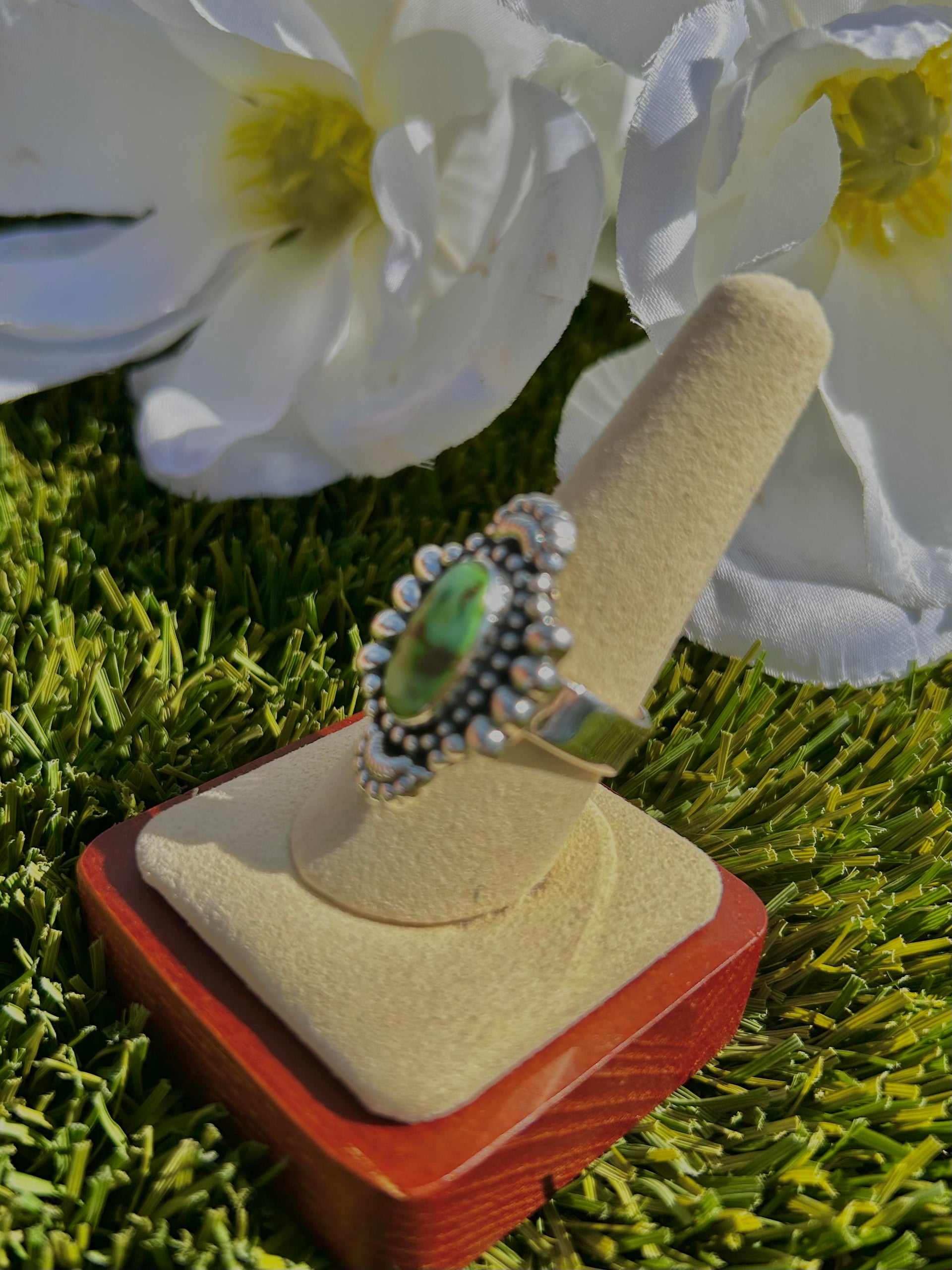 Southwest Sonoran Mountain Turquoise & Sterling Silver Ring Size 9.75