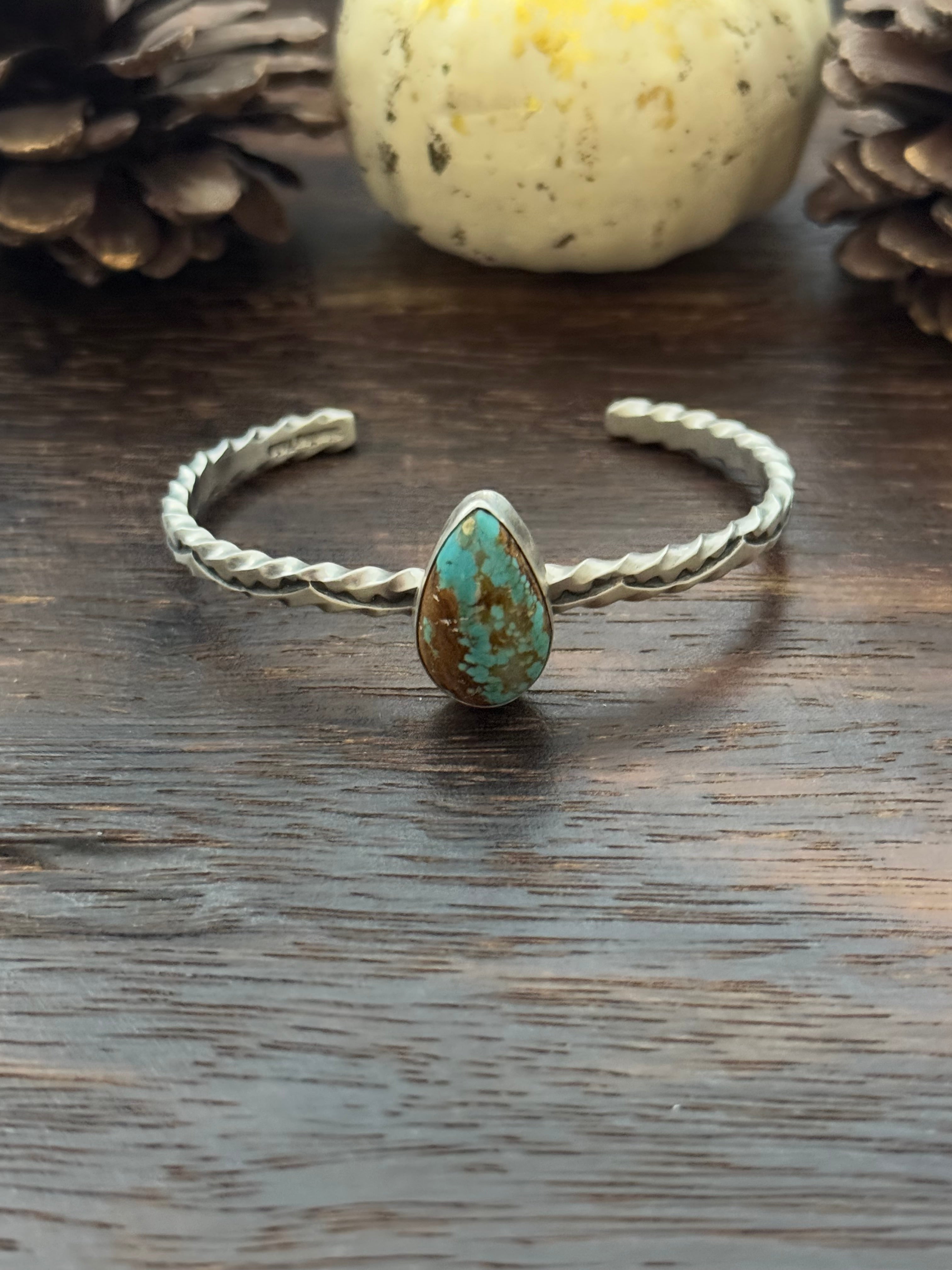 Navajo Made Royston Turquoise & Sterling Silver Cuff Bracelet