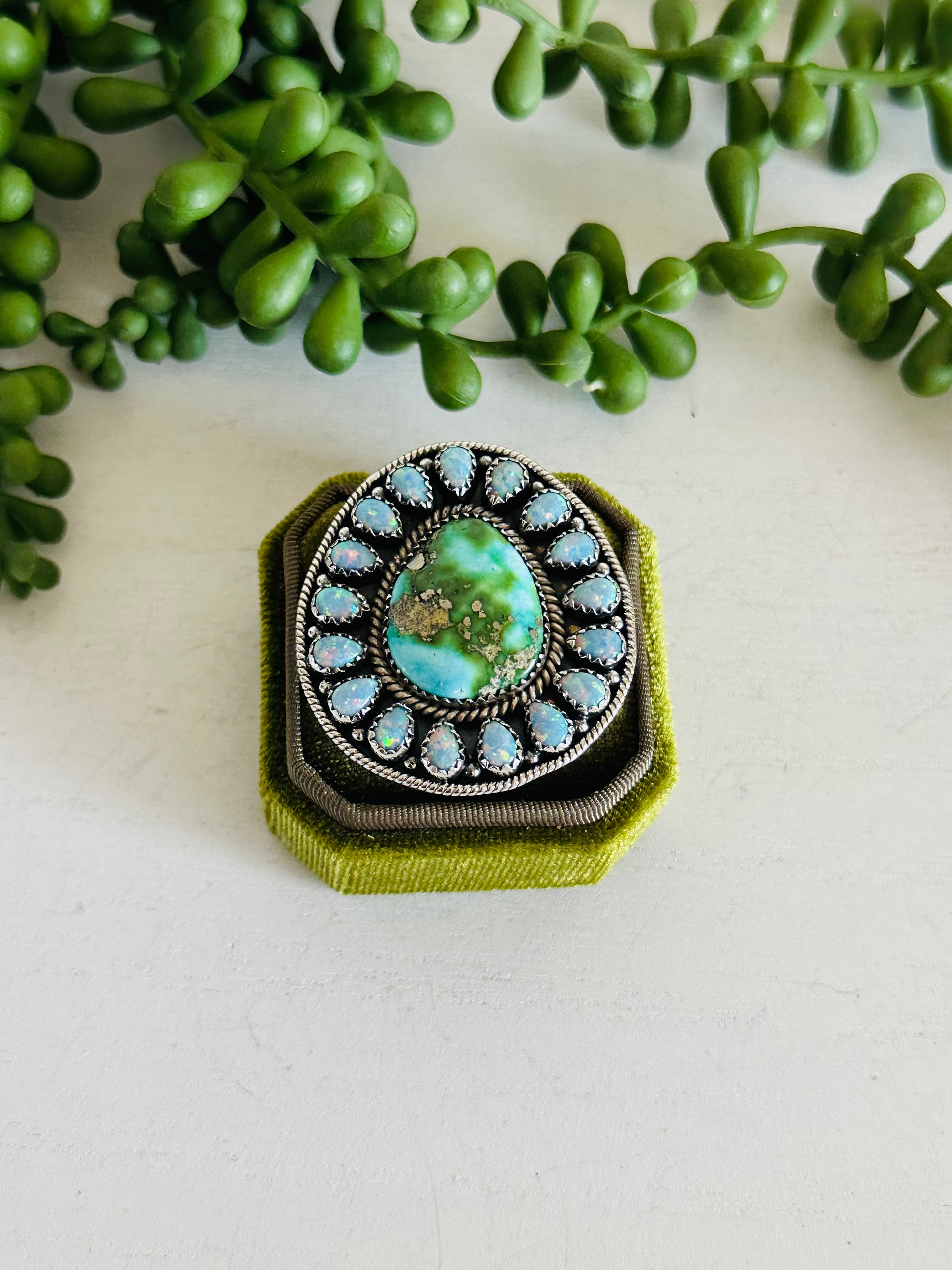 Southwest Handmade Multi Stone & Sterling Silver Adjustable Cluster Ring