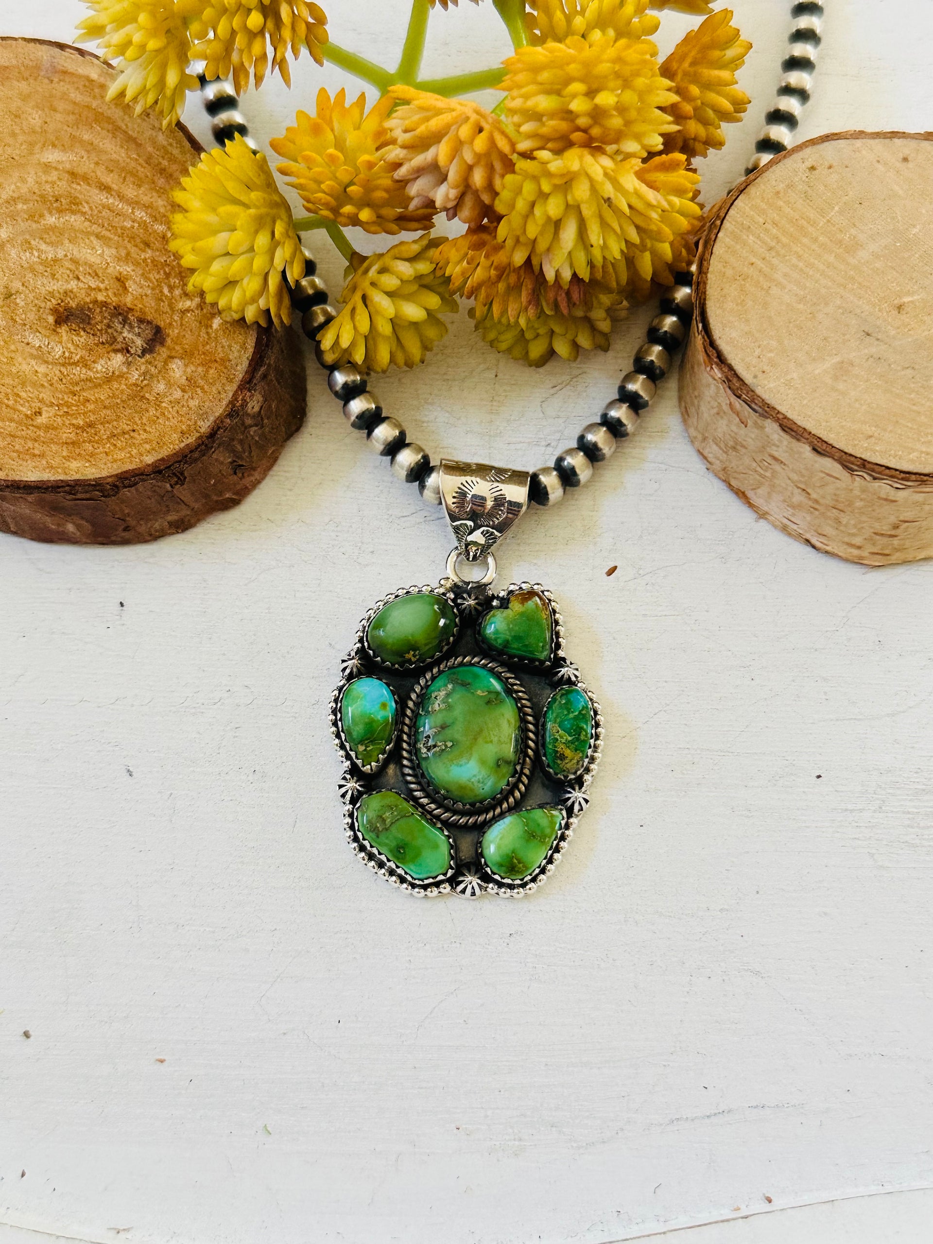 Southwest Handmade Sonoran Mountain Turquoise & Sterling Silver Pendant