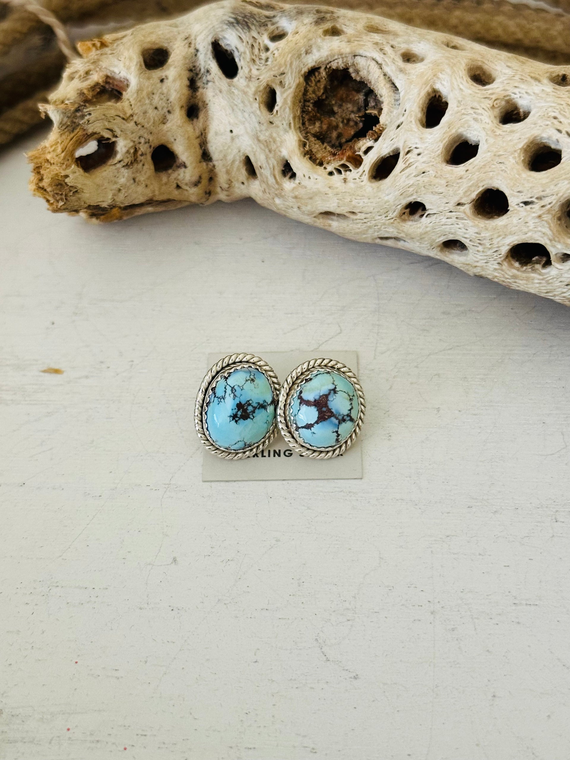 Southwest Handmade Golden Hills Turquoise & Sterling Silver Post Stud Earrings