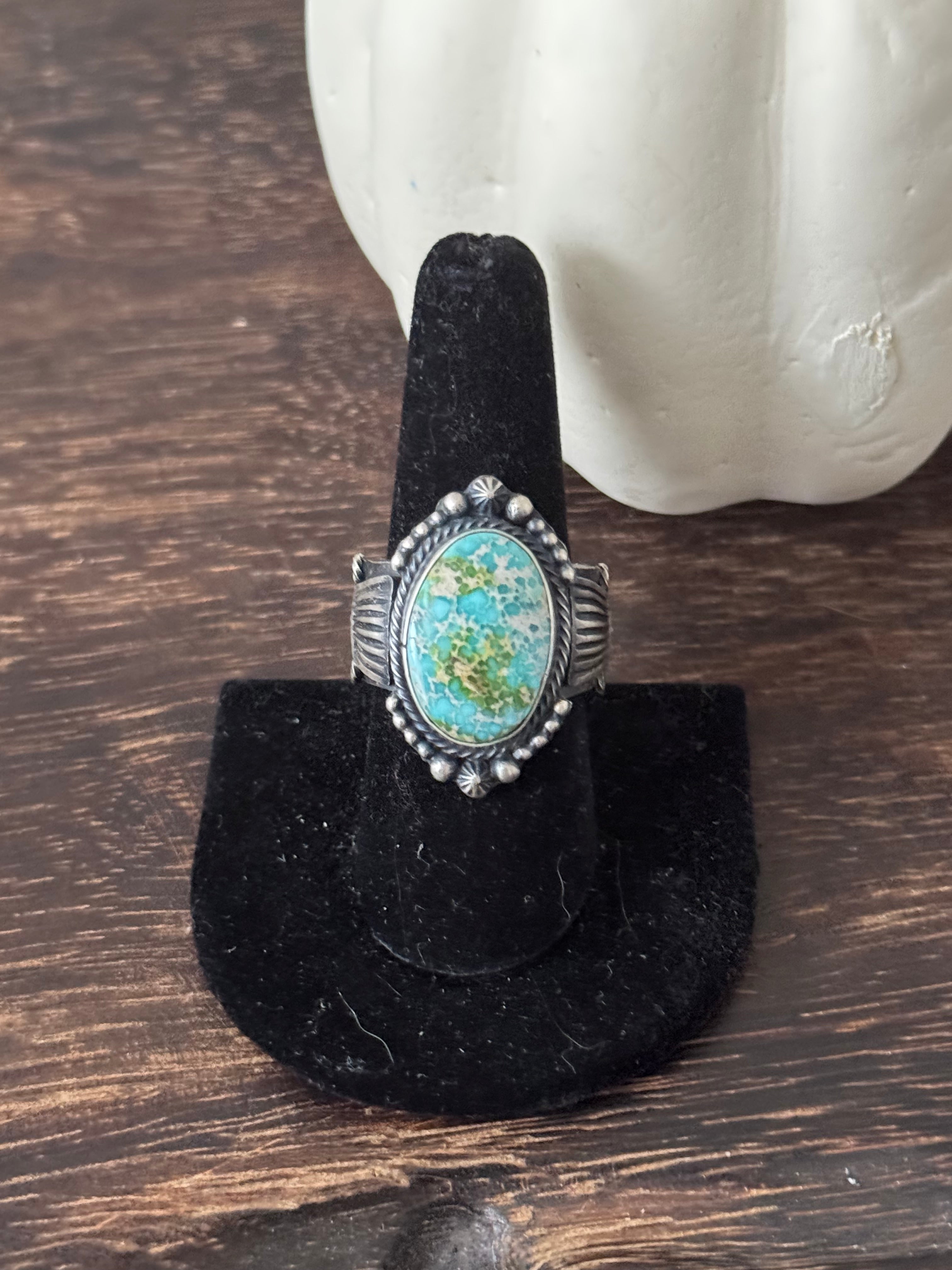 Sheila Tso Sonoran Mountain Turquoise Sterling Silver Ring Size 8.5