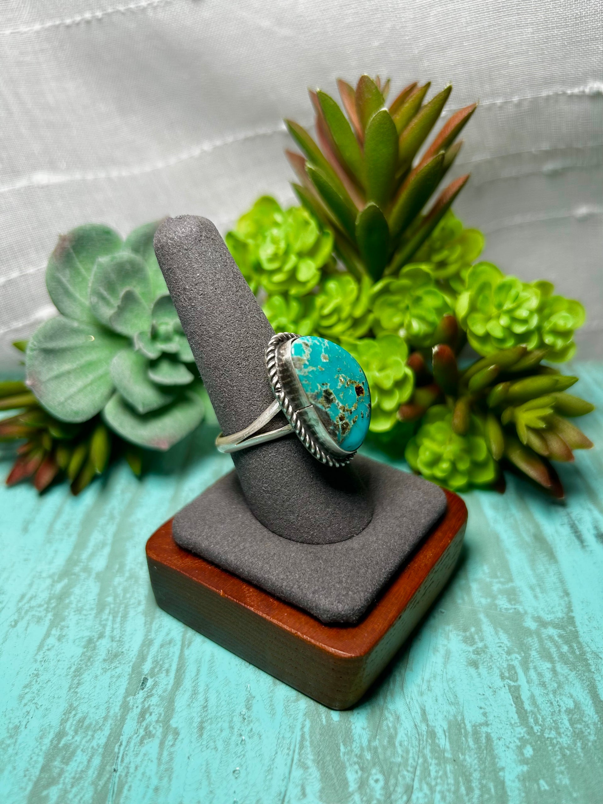 Donovan Nez Kingman Turquoise & Sterling Sliver Adjustable Ring