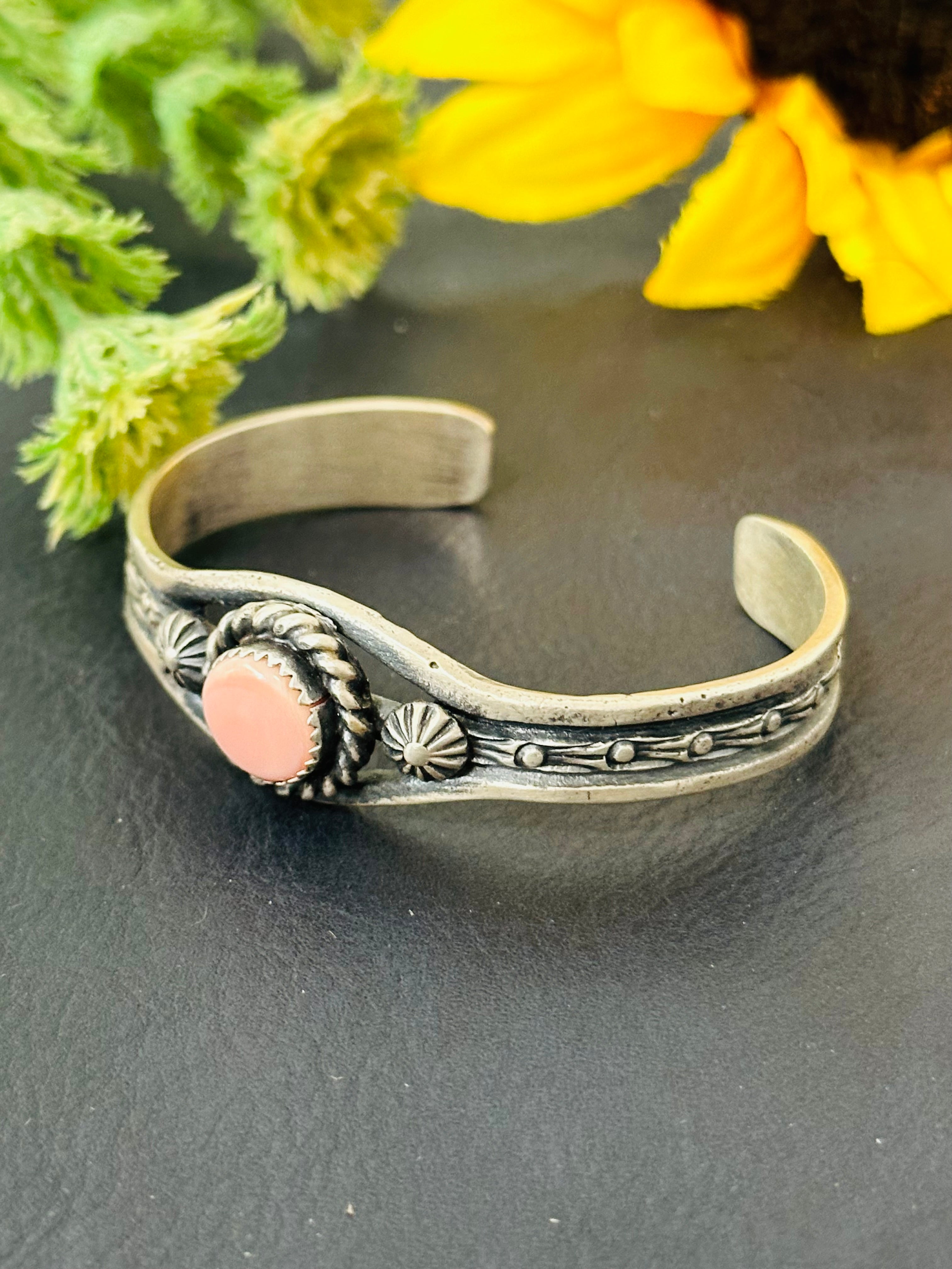 Kindale Billah Pink Conch & Sterling Silver Cuff Bracelet