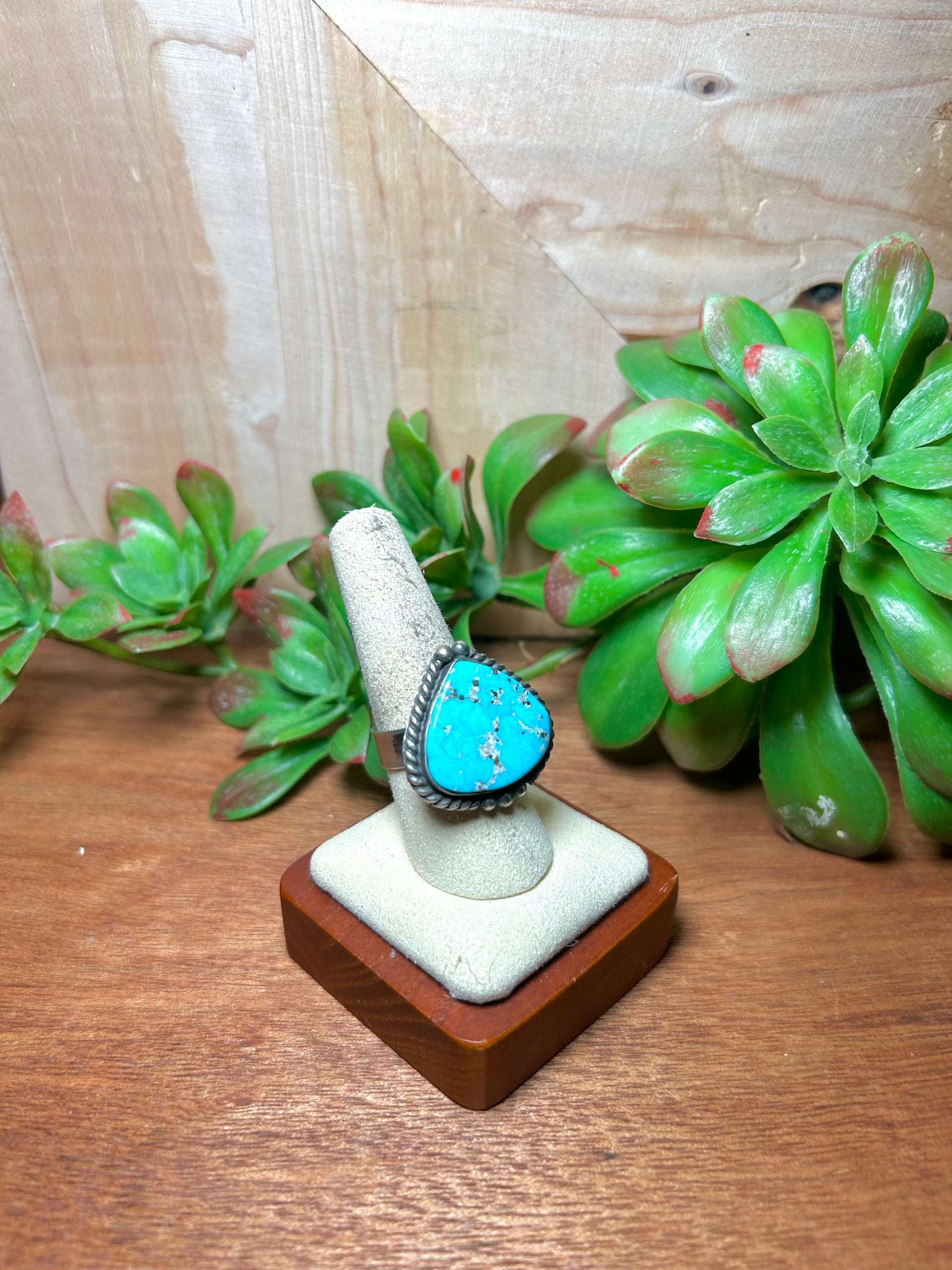 Zachariah David Blue Bird Turquoise & Sterling Silver Adjustable Ring