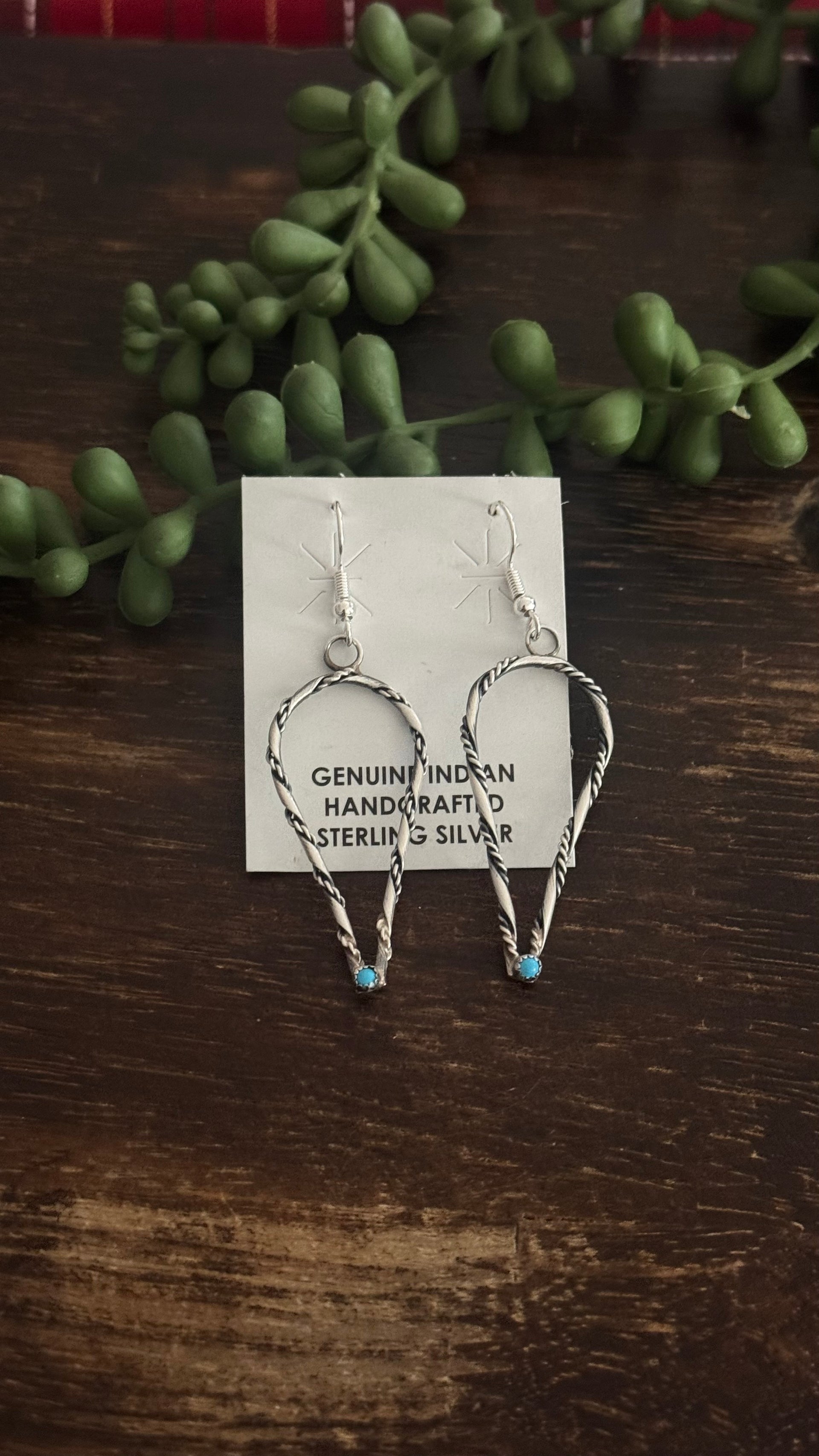 Navajo Made Kingman Turquoise & Sterling Silver Dangle Earrings