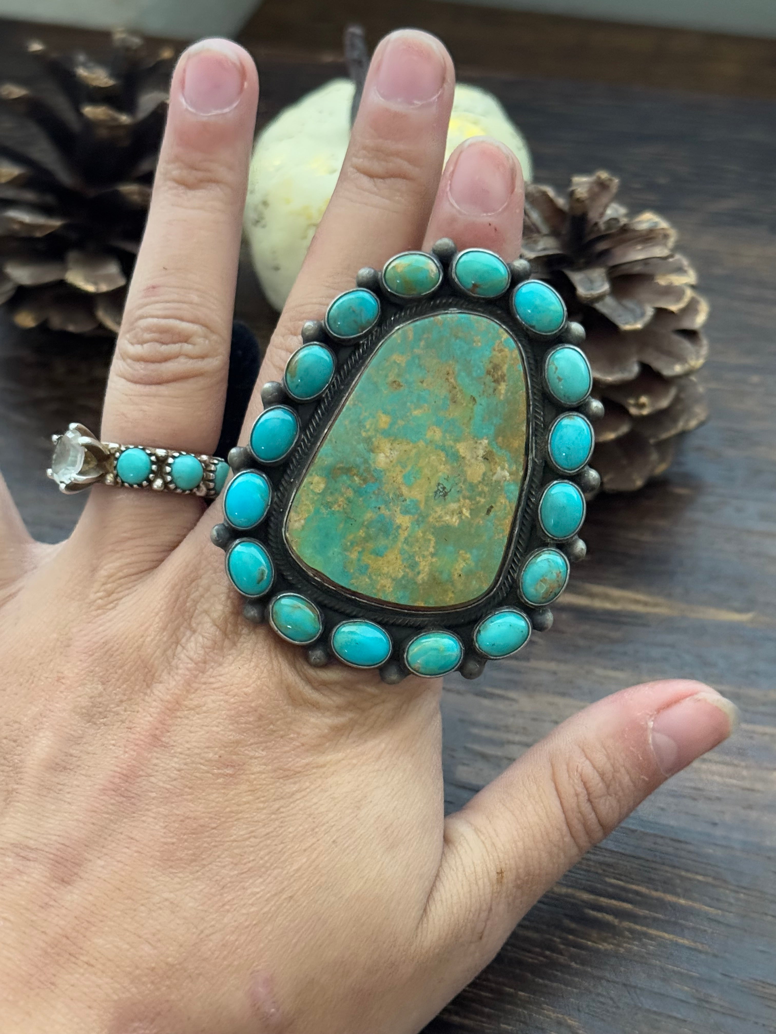 Kathleen Chavez Royston Turquoise & Sterling Silver Ring Size 7.5