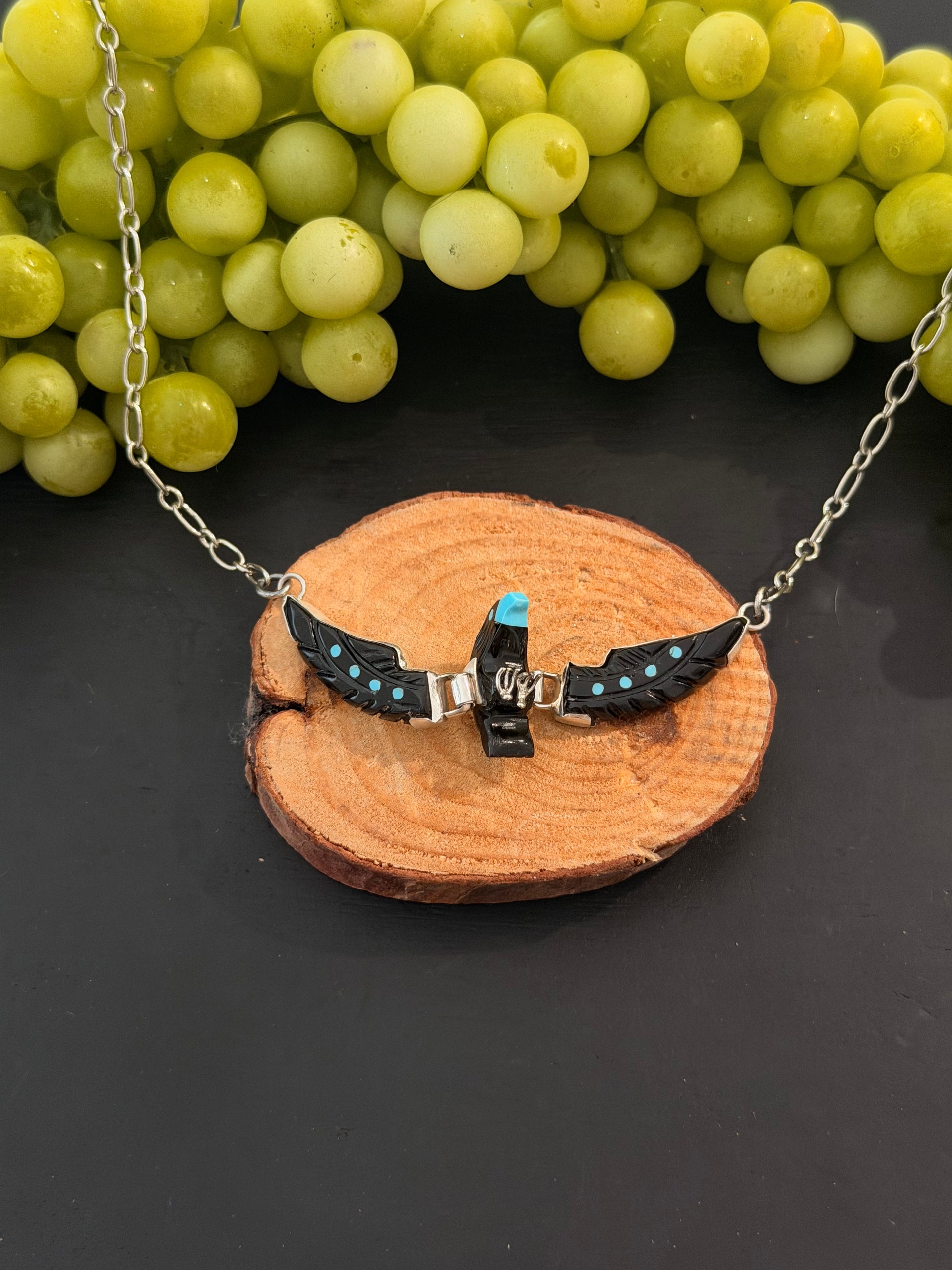 Zuni Made Multi Stone & Sterling Silver Eagle Necklace