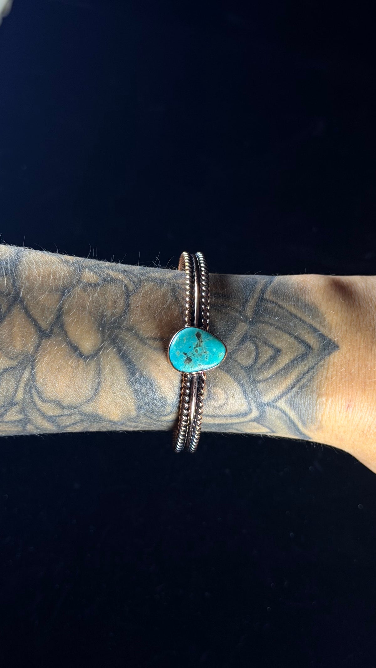 Navajo Made Kingman Turquoise & Copper Cuff Bracelet