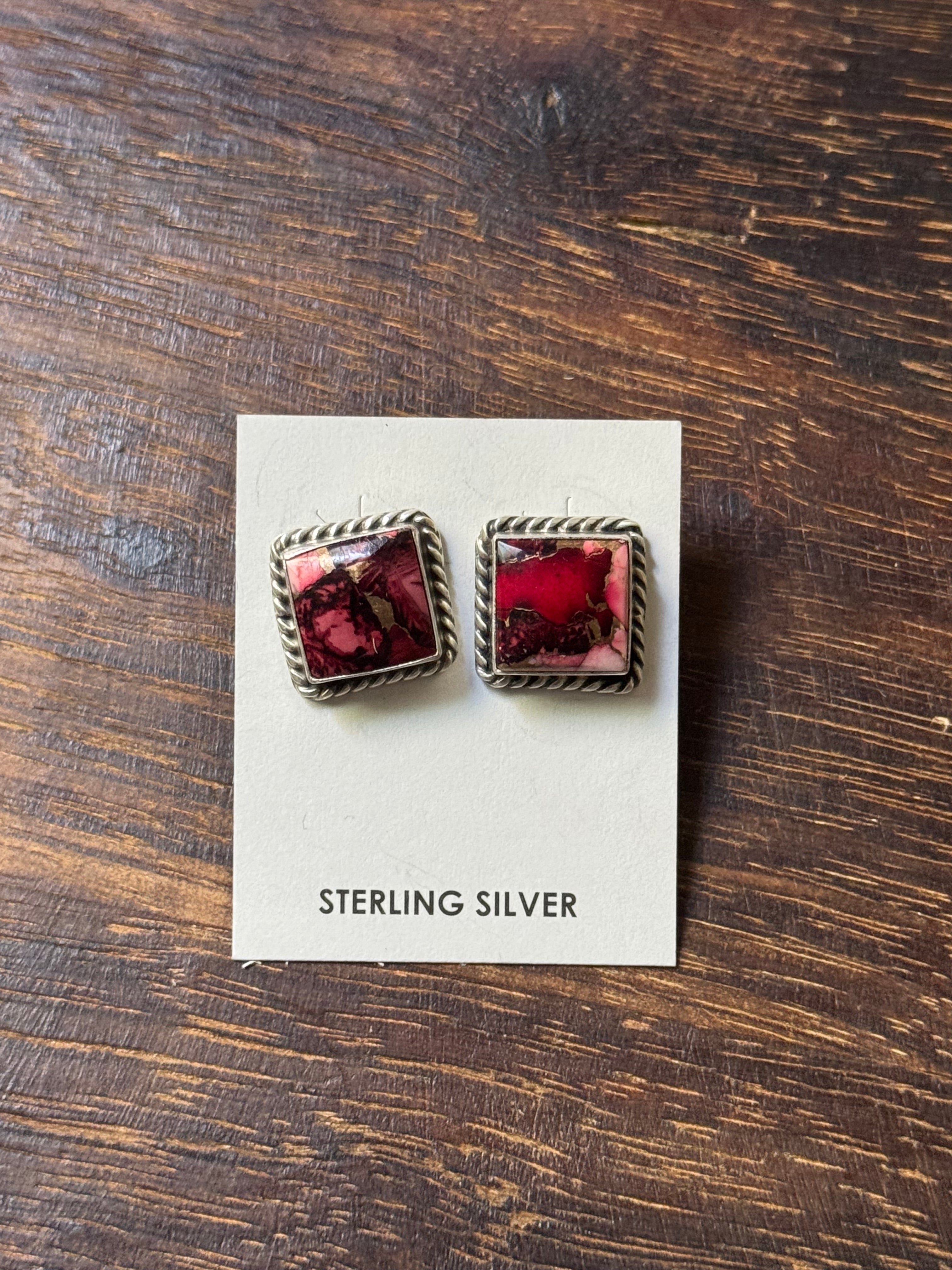 Judith Dixon Rose Dahlia & Sterling Silver Post Earrings