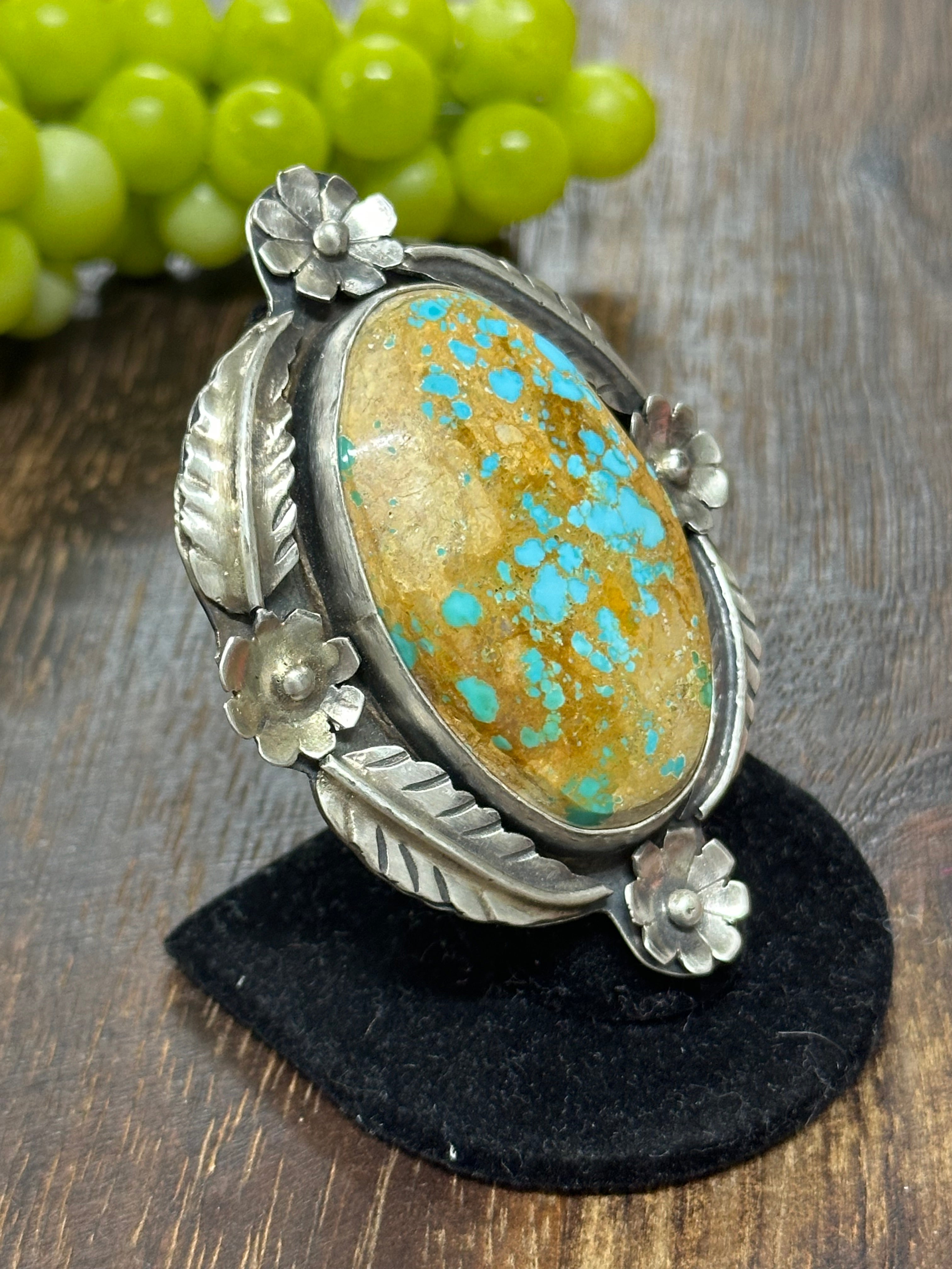 Navajo Made Royston Turquoise and Sterling Silver Ring Size 6.5