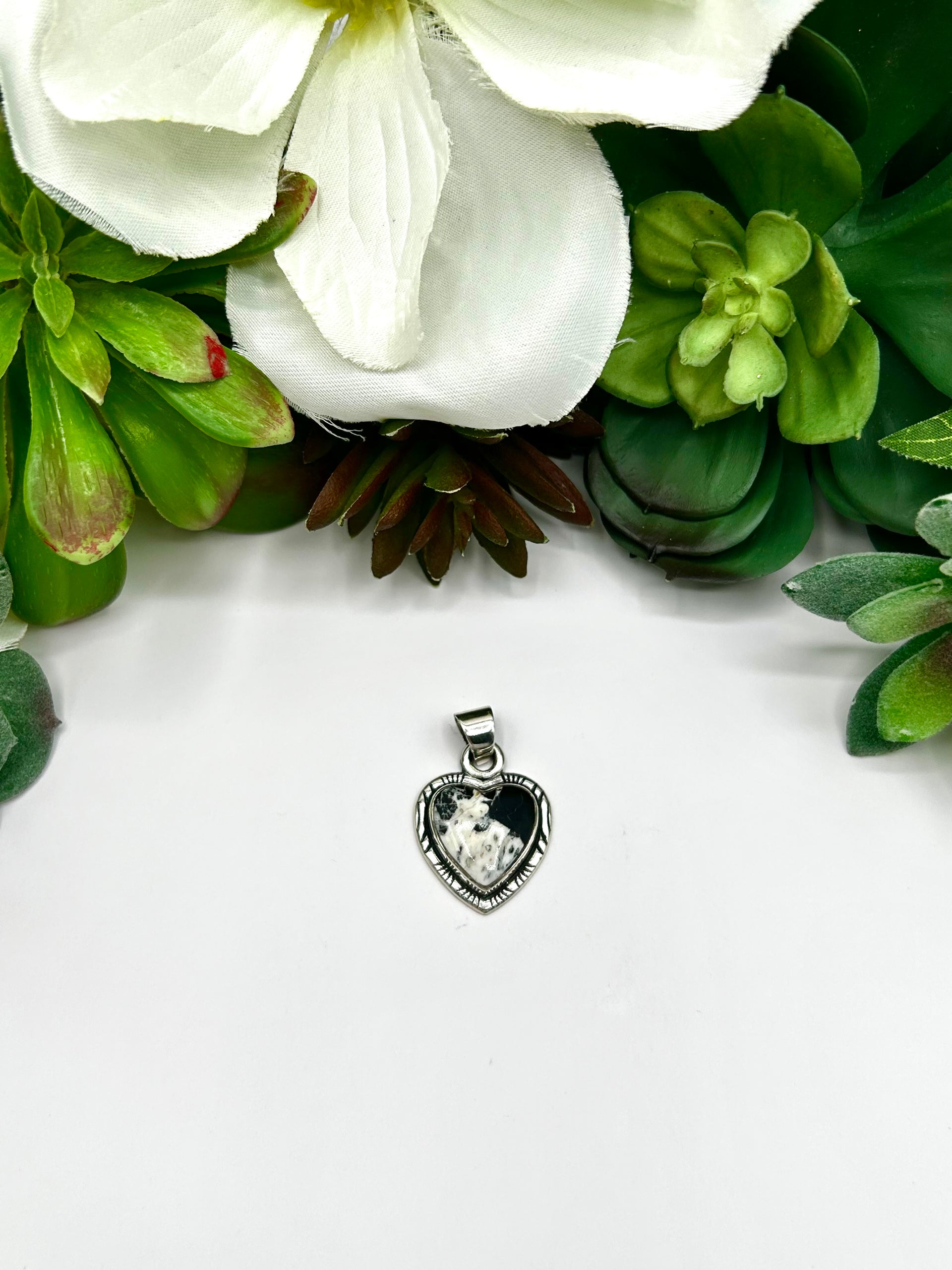 Navajo Made White Buffalo & Sterling Silver Pendant