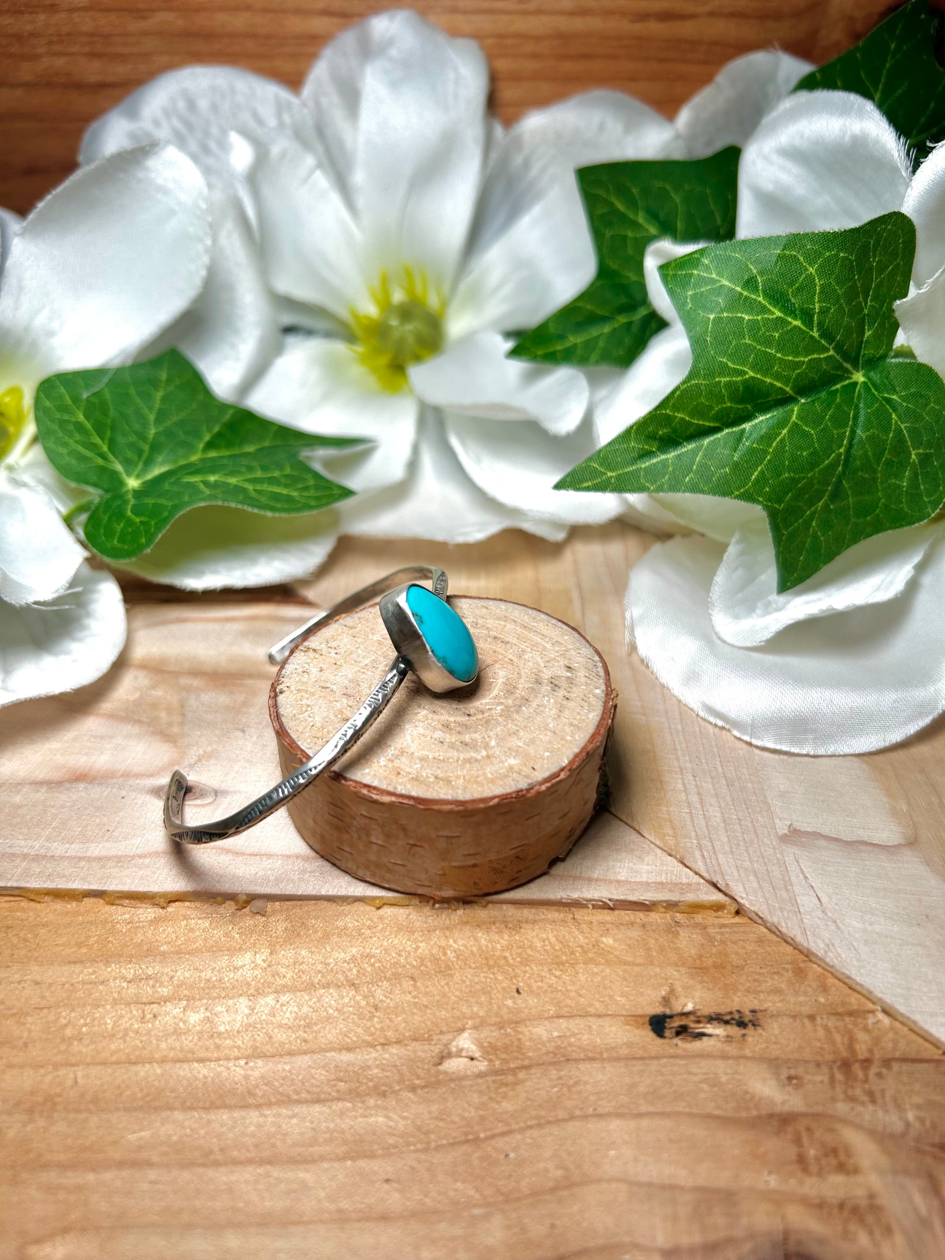 Navajo Made Kingman Turquoise & Sterling Silver Cuff Bracelet