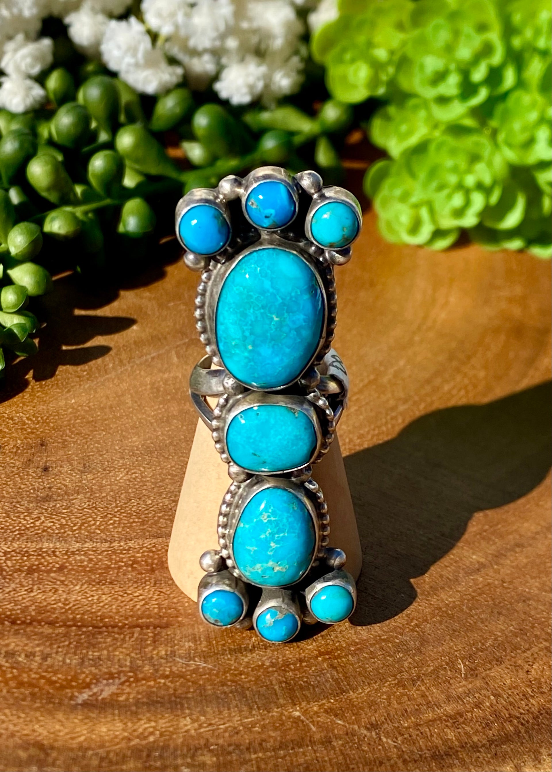 Sheila Becenti Navajo Kingman Turquoise & Sterling Silver Size 8