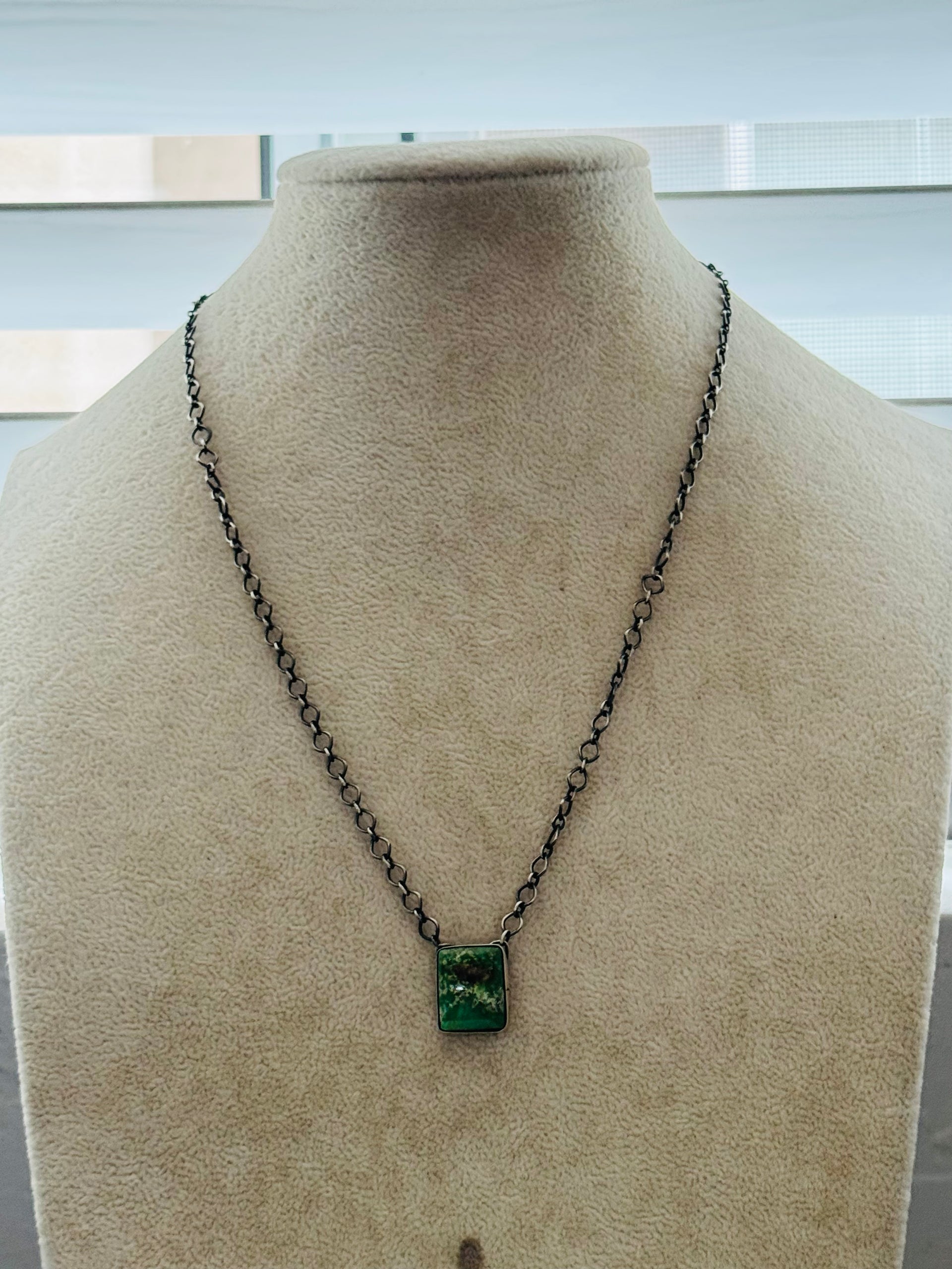 Navajo Made Royston Turquoise & Sterling Silver Necklace
