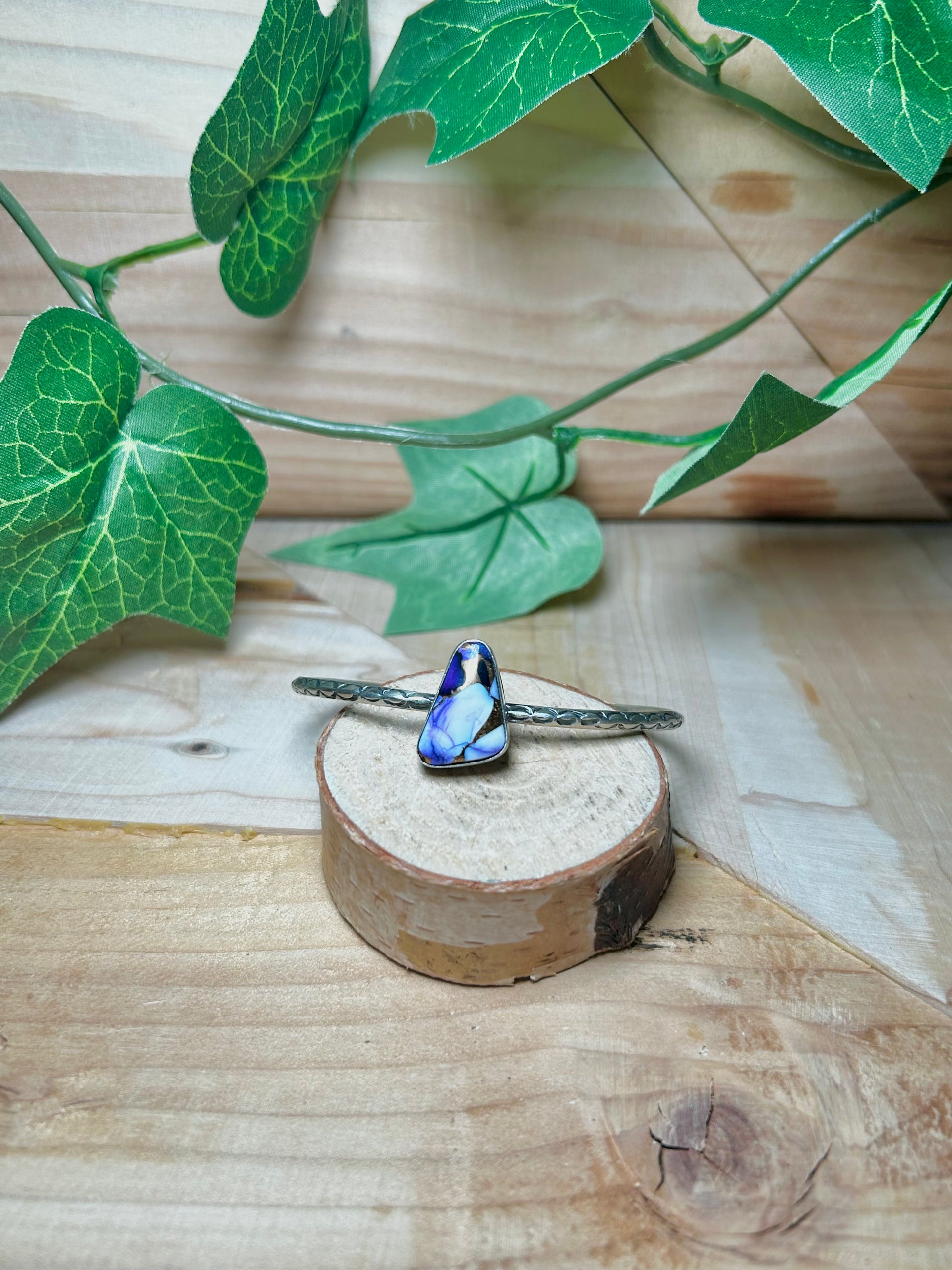 Navajo Made Purple Mohave Turquoise & Sterling Silver Cuff Bracelet