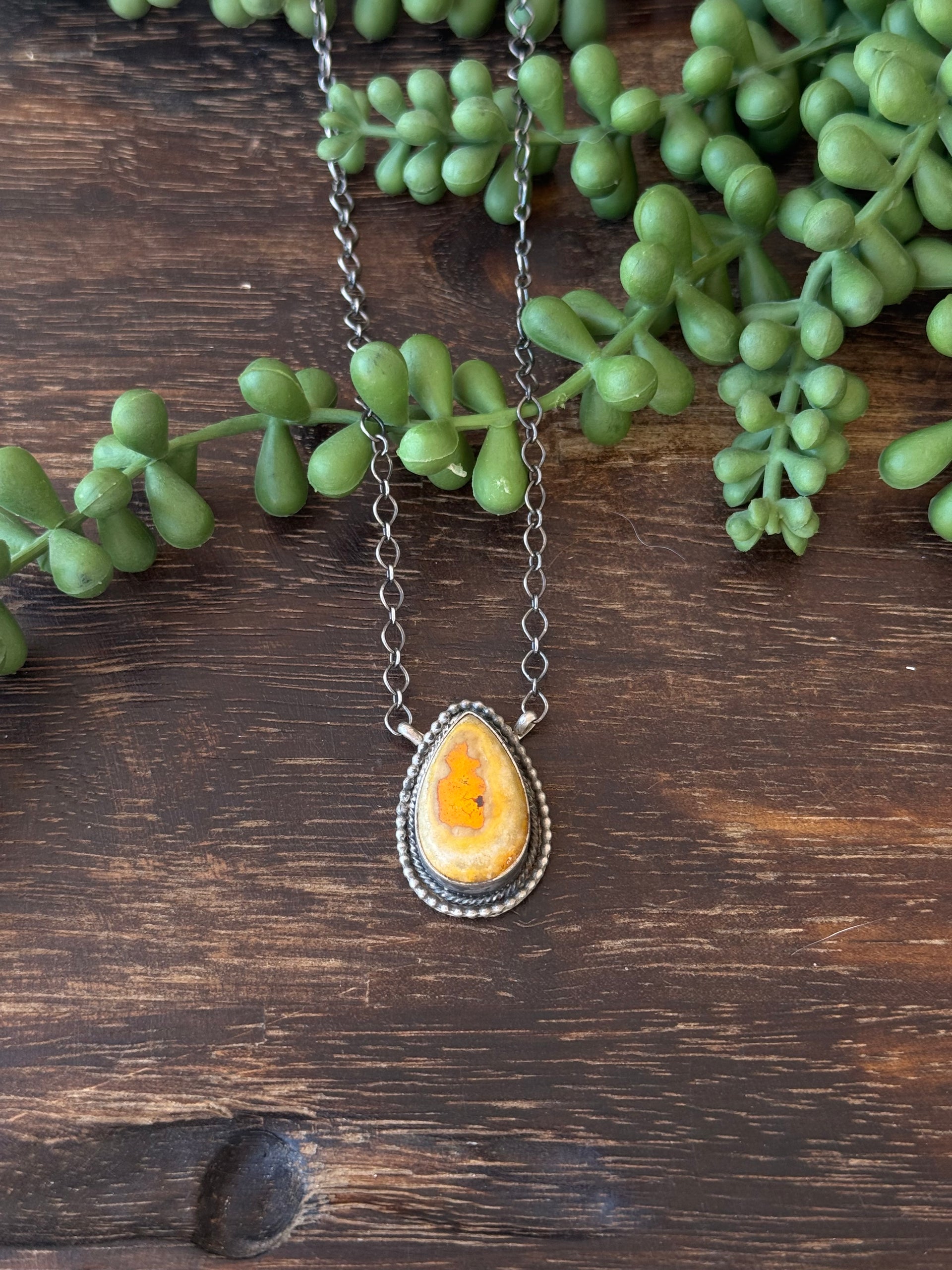 Scott Skeets Bb Agate & Sterling Silver Necklace