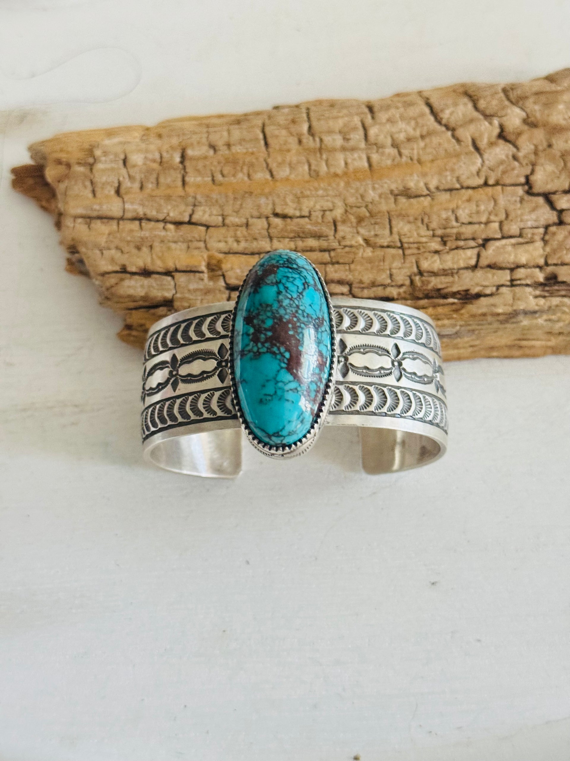 LeRoy James Egyptian Turquoise & Sterling Silver Cuff Bracelet