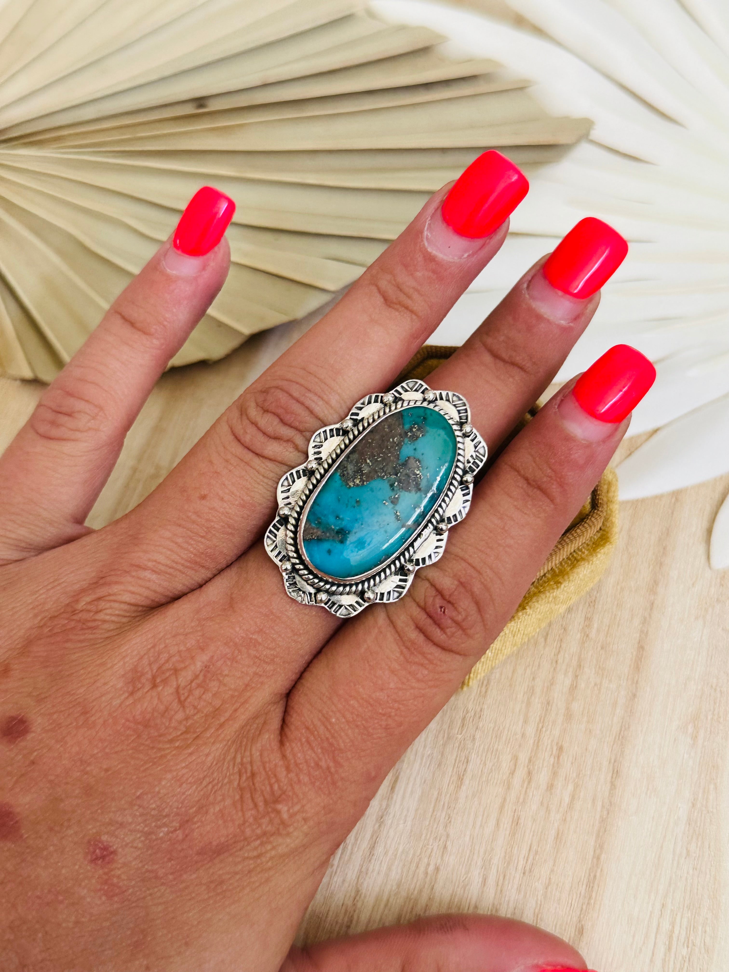 TTD Blue Ridge Turquoise & Sterling Silver Adjustable Ring