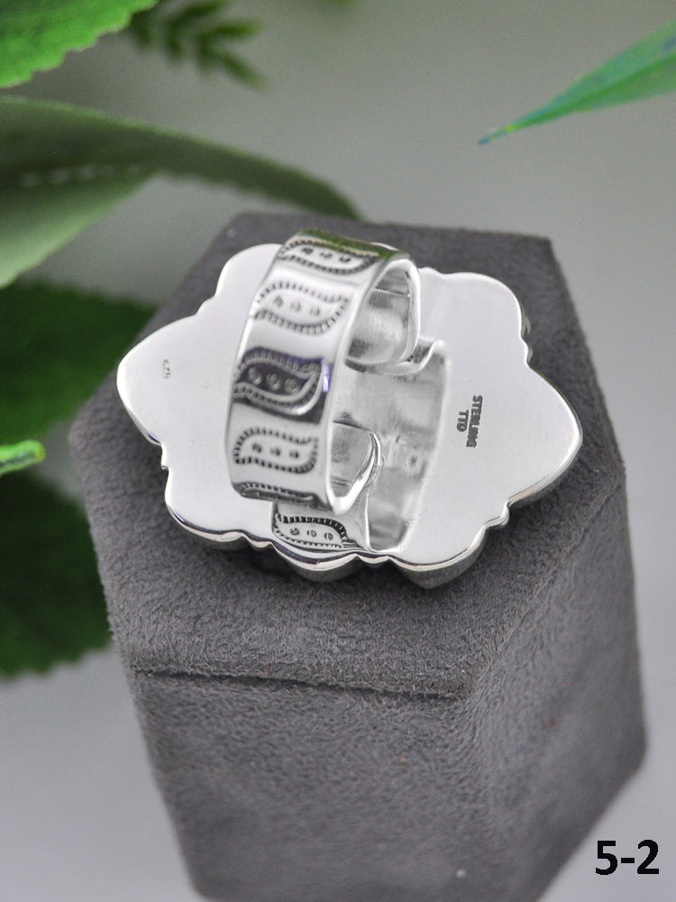 Southwest Made Multi Stone & Sterling Sliver Cluster Adjustable Ring