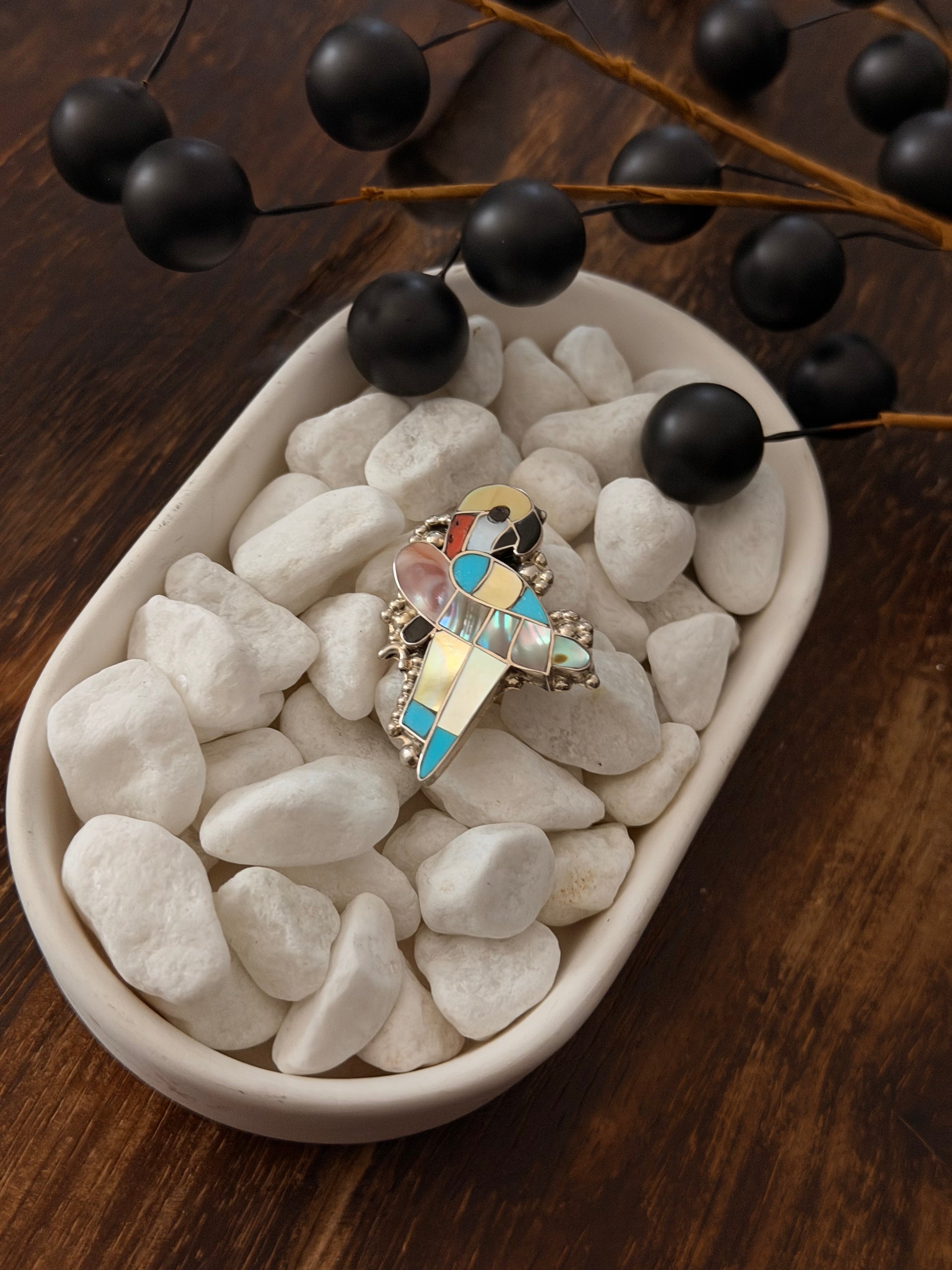 Zuni Made Multi Stone & Sterling Silver Pin/Pendant