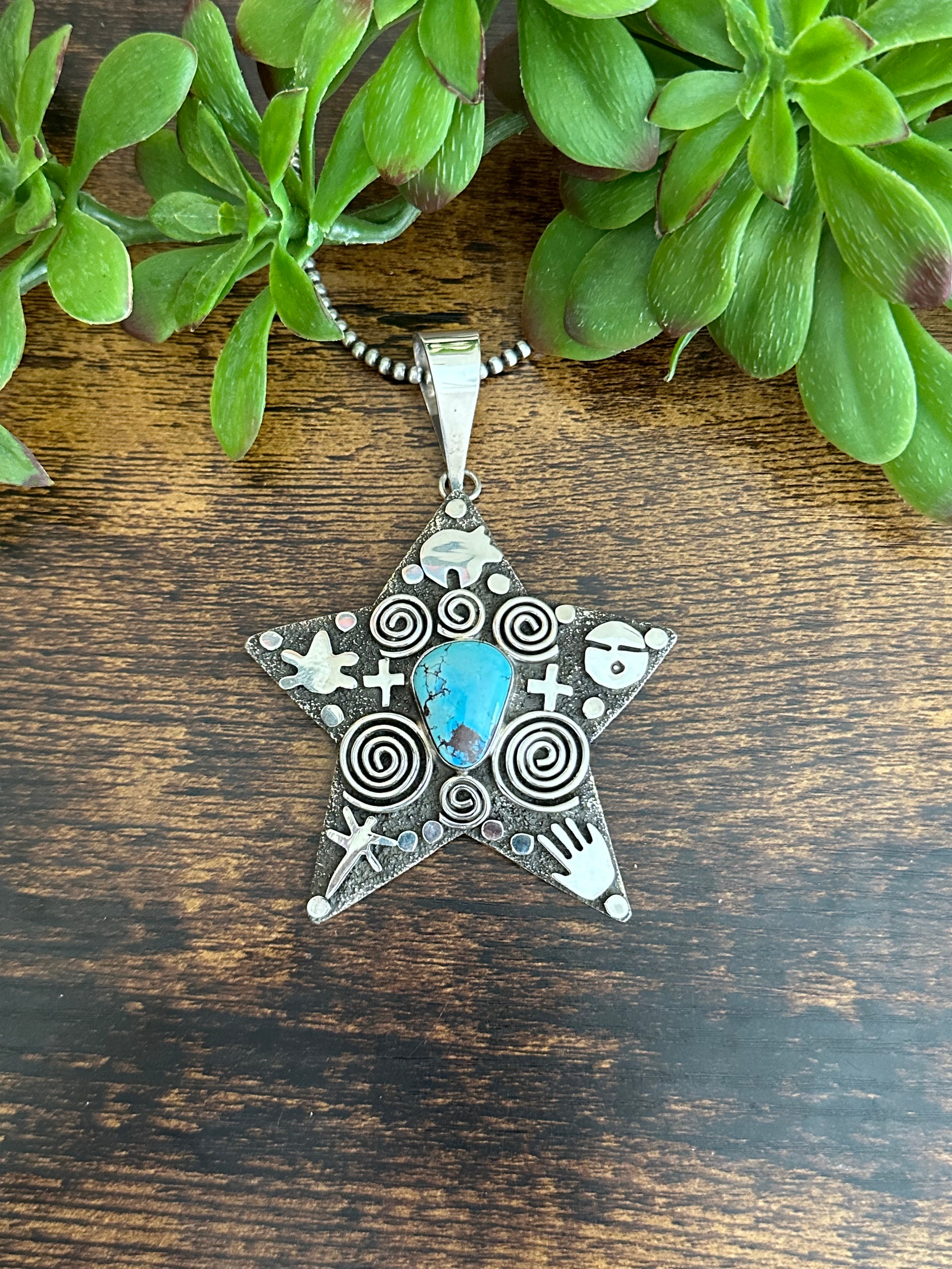 Alex Sanchez Golden Hills Turquoise & Sterling Silver Star Pendant