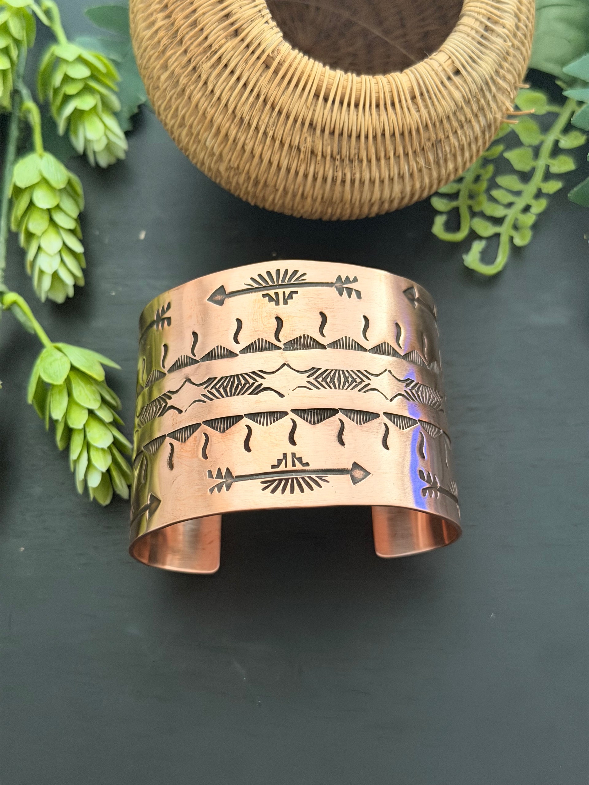 Elvira Bill Copper Stamped Cuff Bracelet