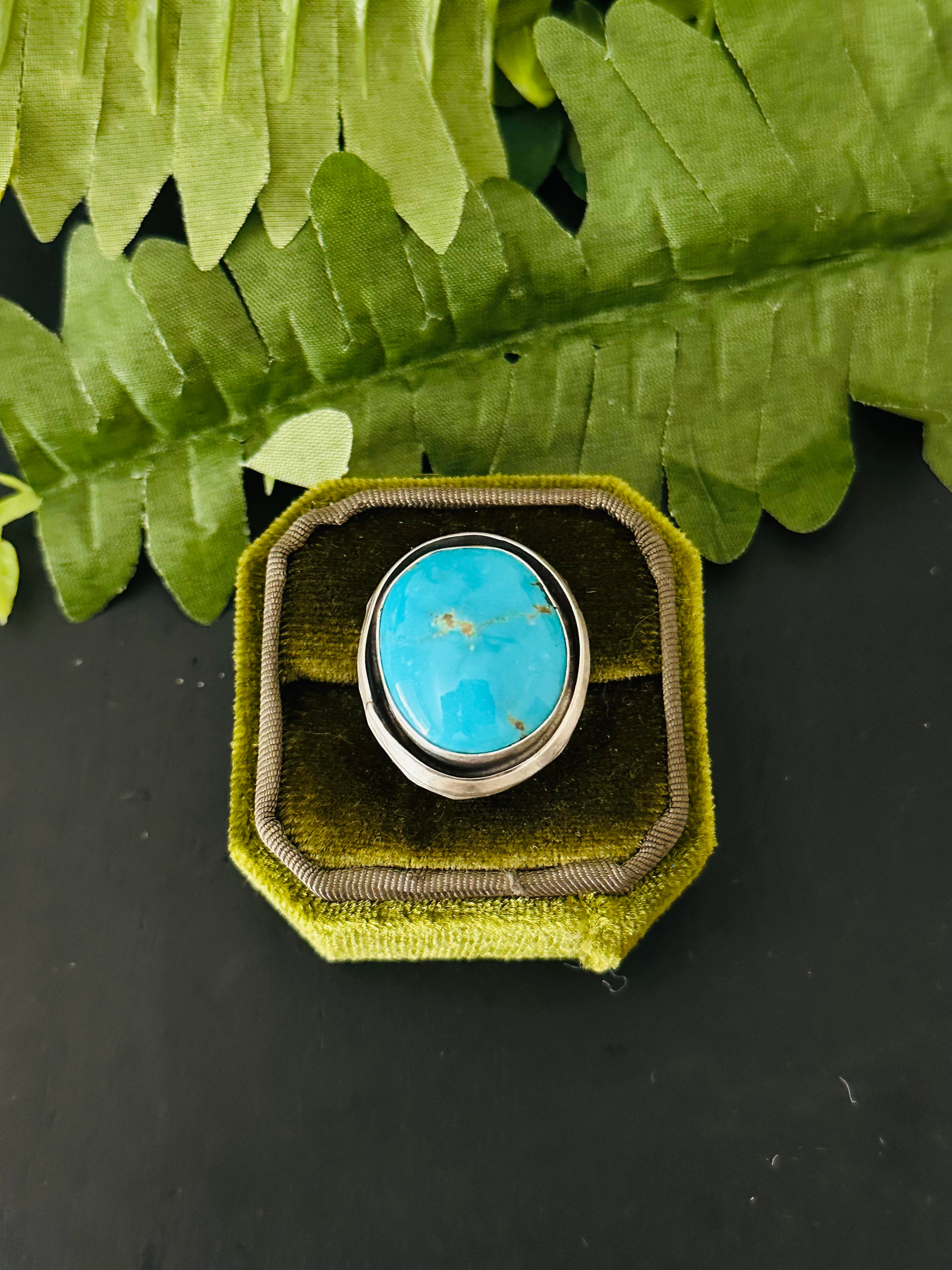 Navajo Made Kingman Turquoise & Sterling Silver Ring