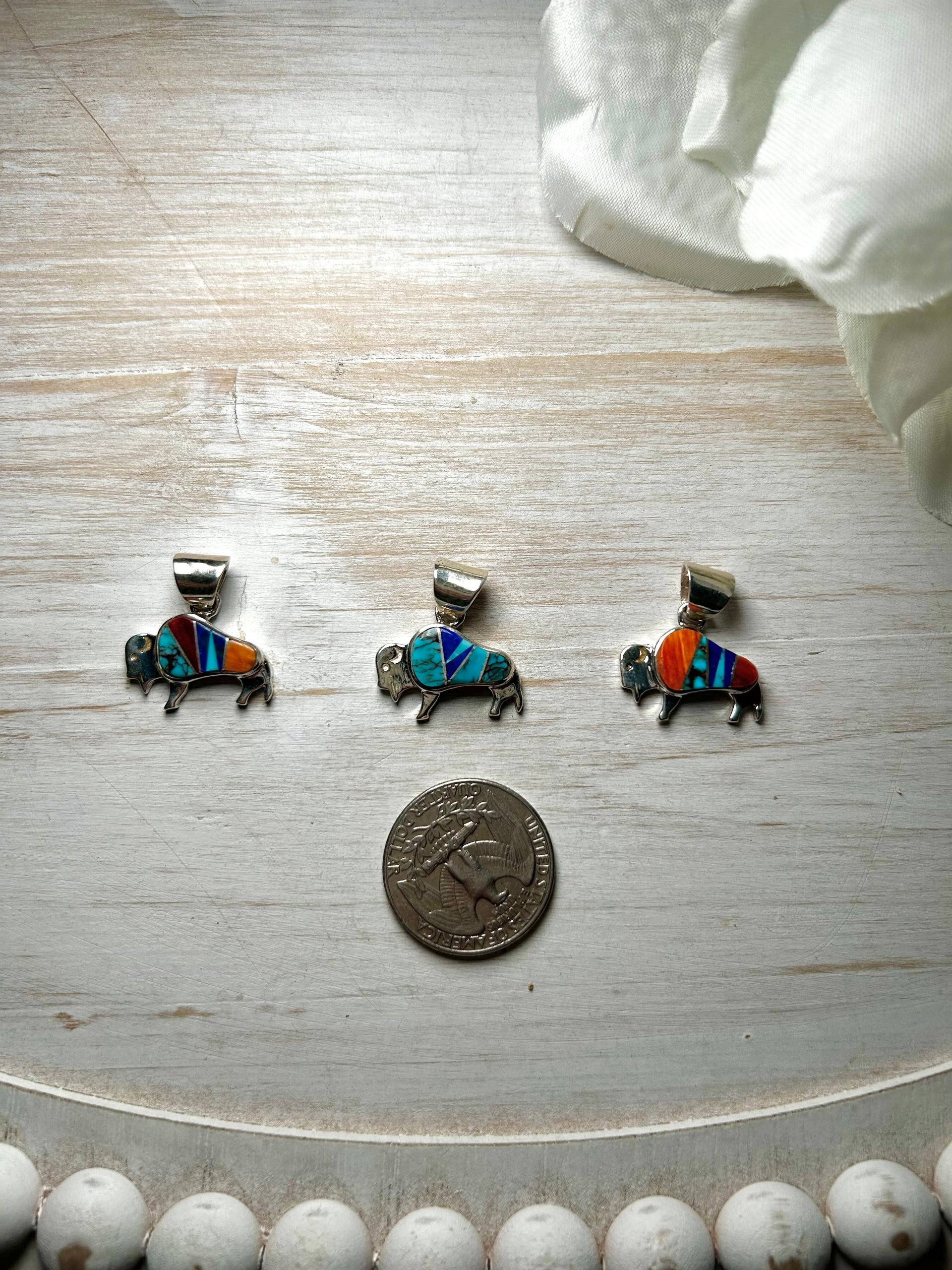 Navajo Made Multi Stone & Sterling Silver Pendant