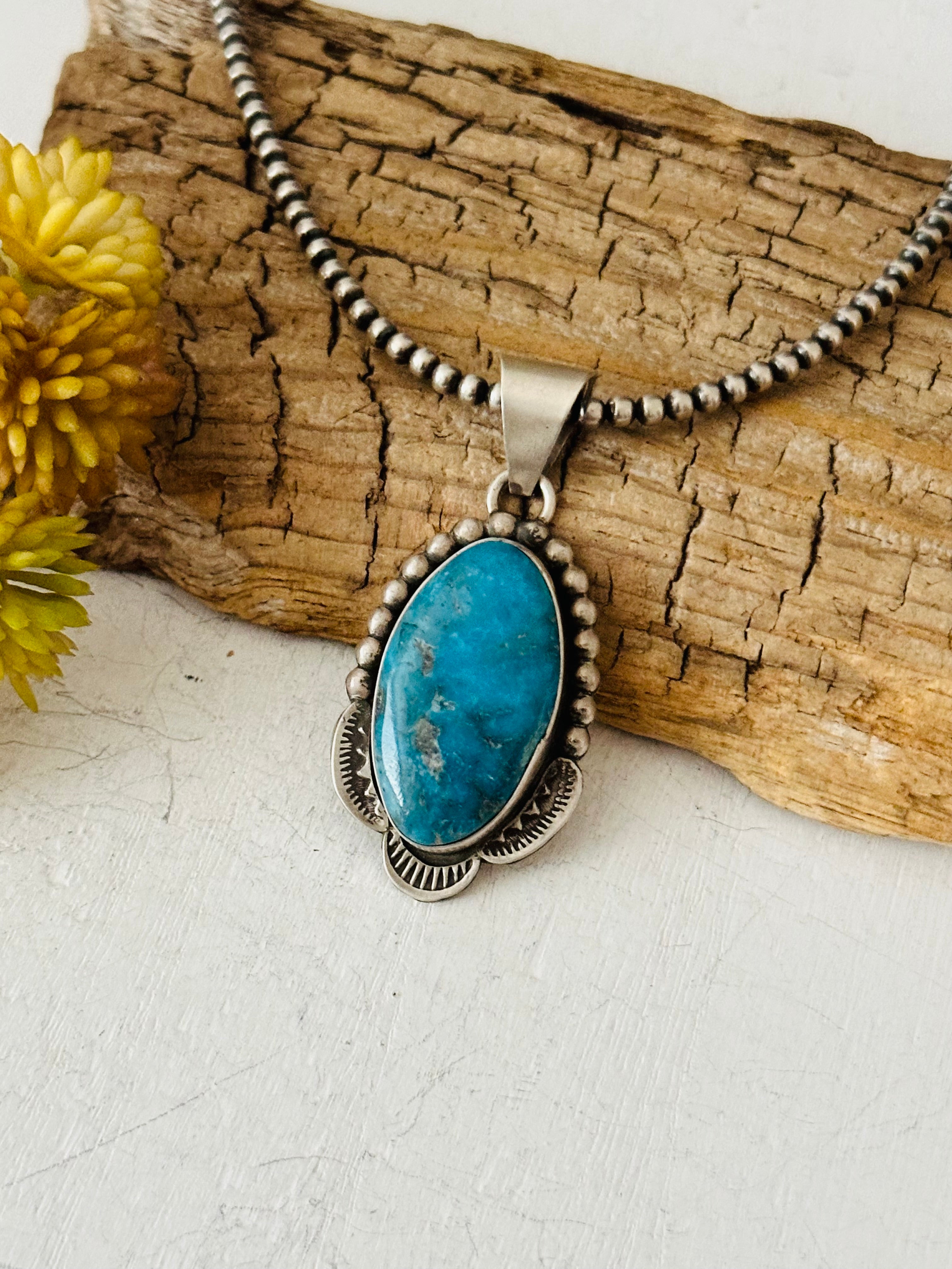 Juanita Long Kingman Turquoise & Sterling Silver Pendant