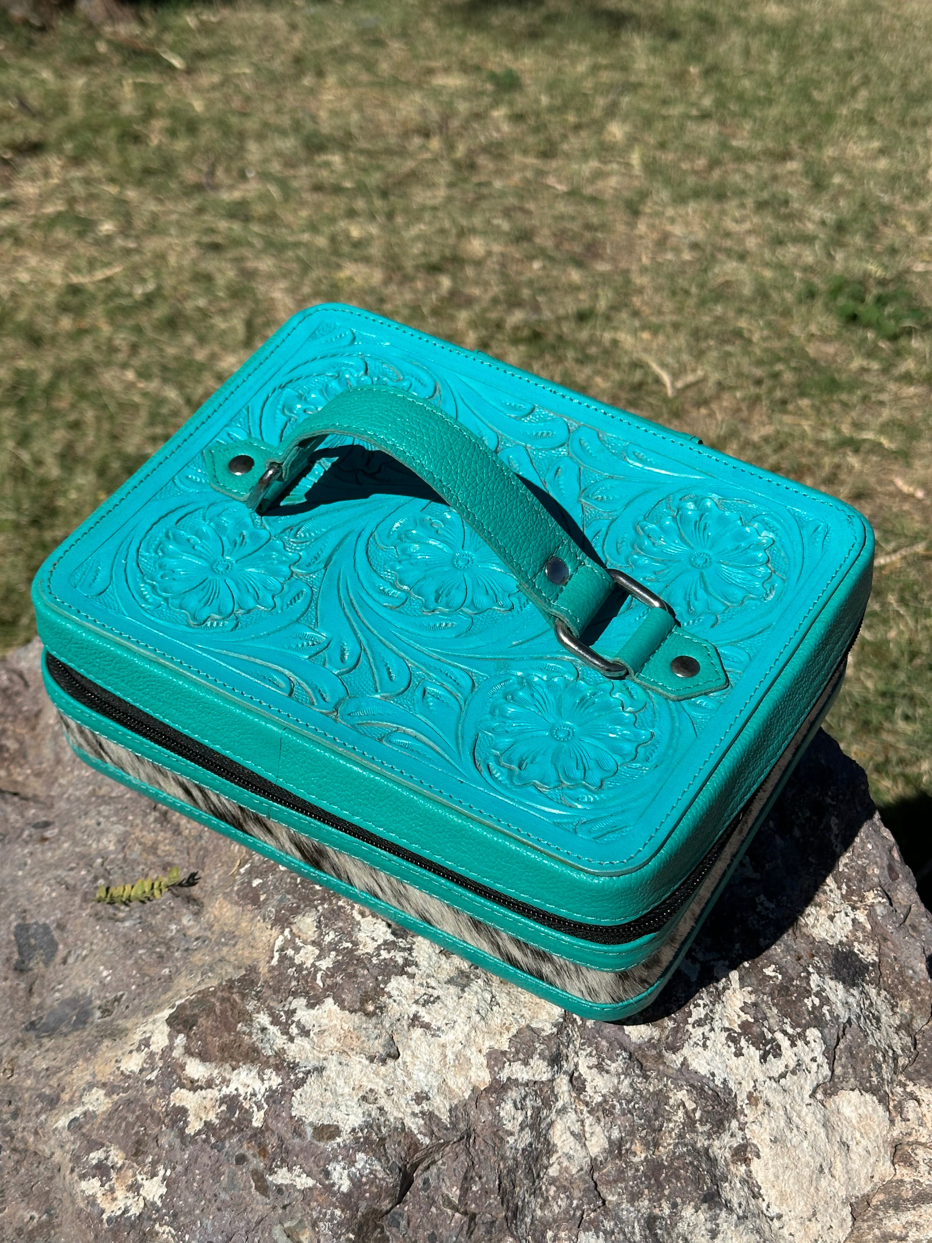 Genuine Tooled Leather & Cowhide Jewelry Box