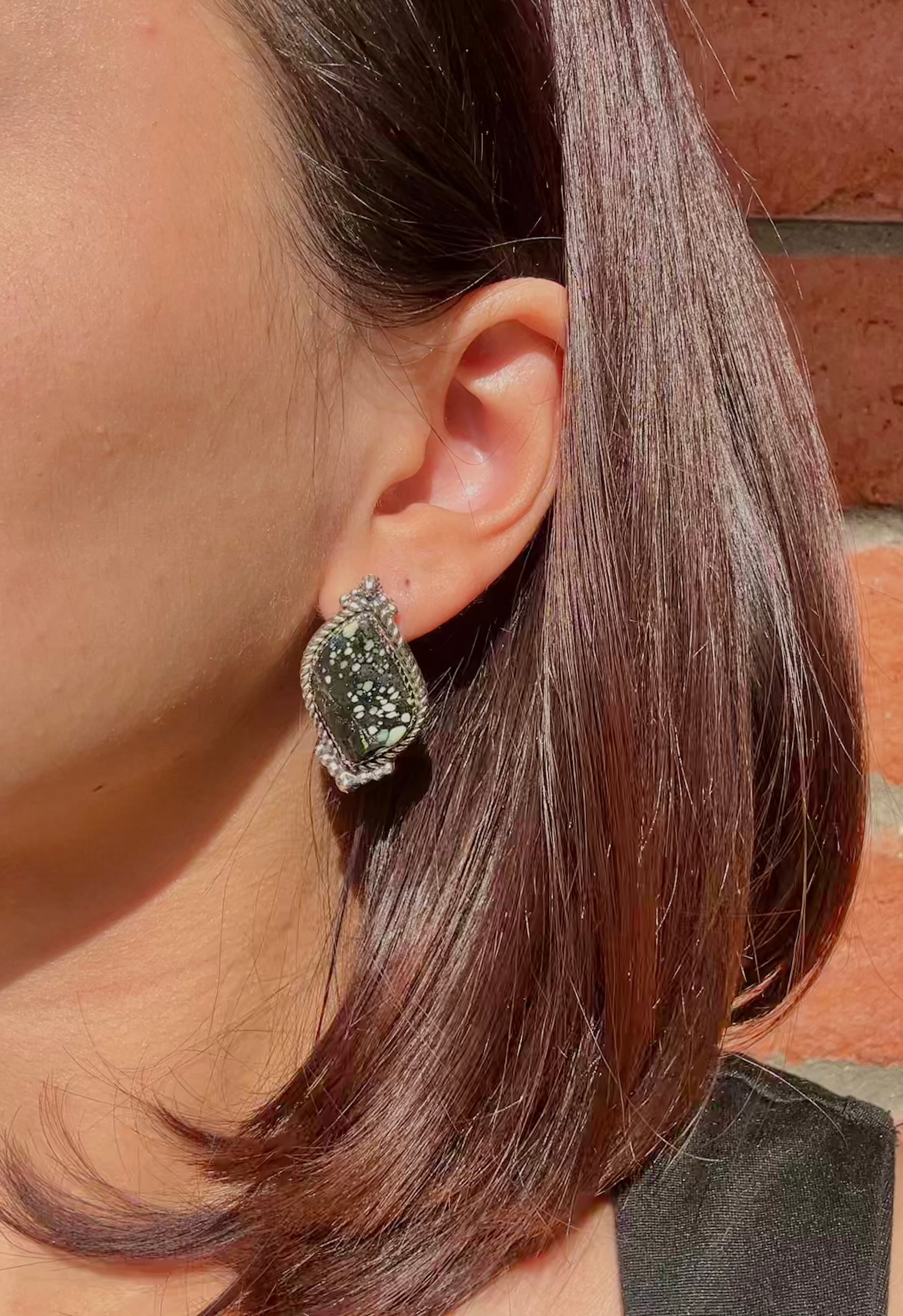 Southwest Made New Lander Variscite & Sterling Silver Post Earrings